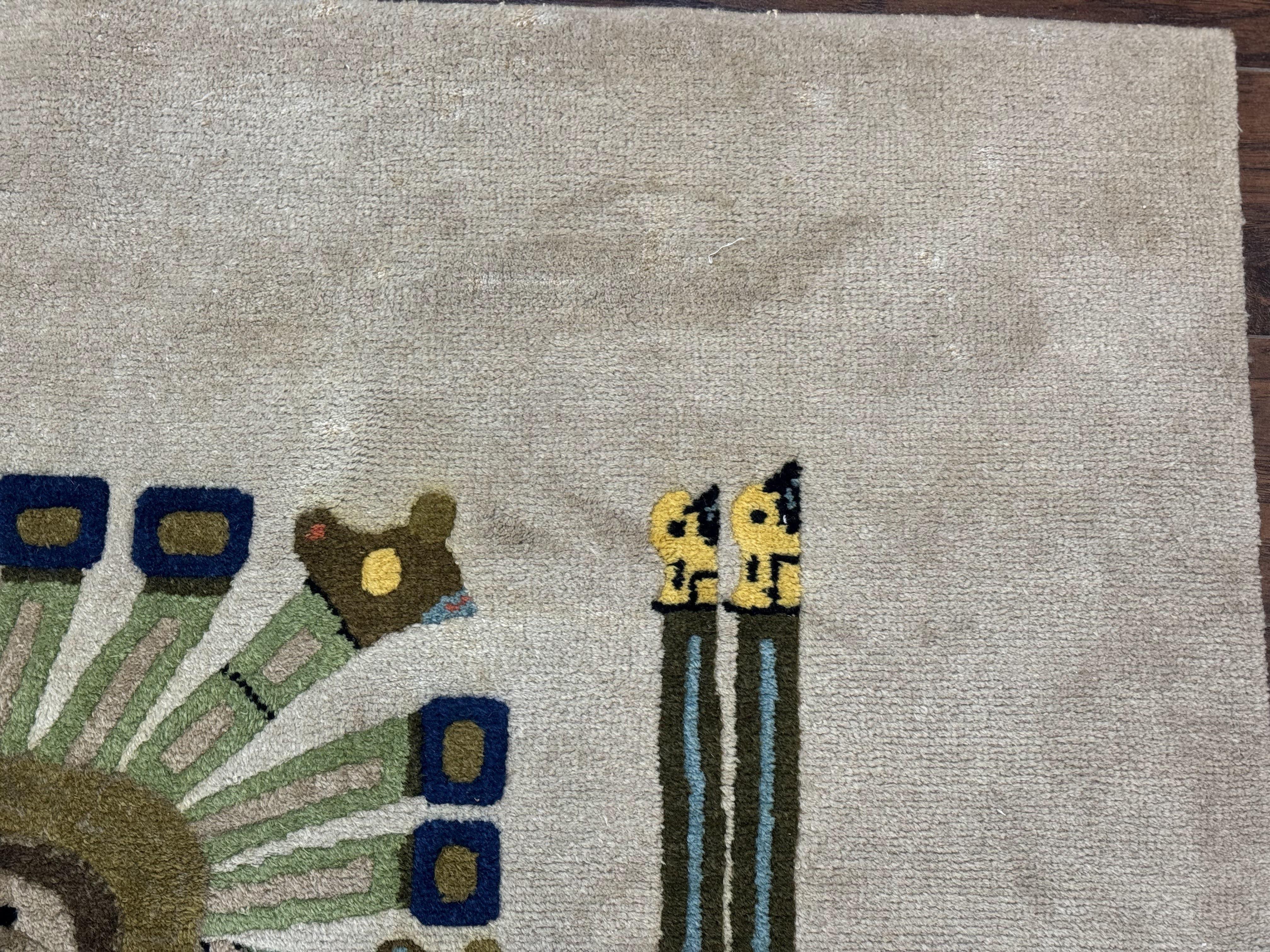 South American Rug 6x7, Unique Native American Design, Ivory, Ecuador Rug, Handmade Wool - Jewel Rugs