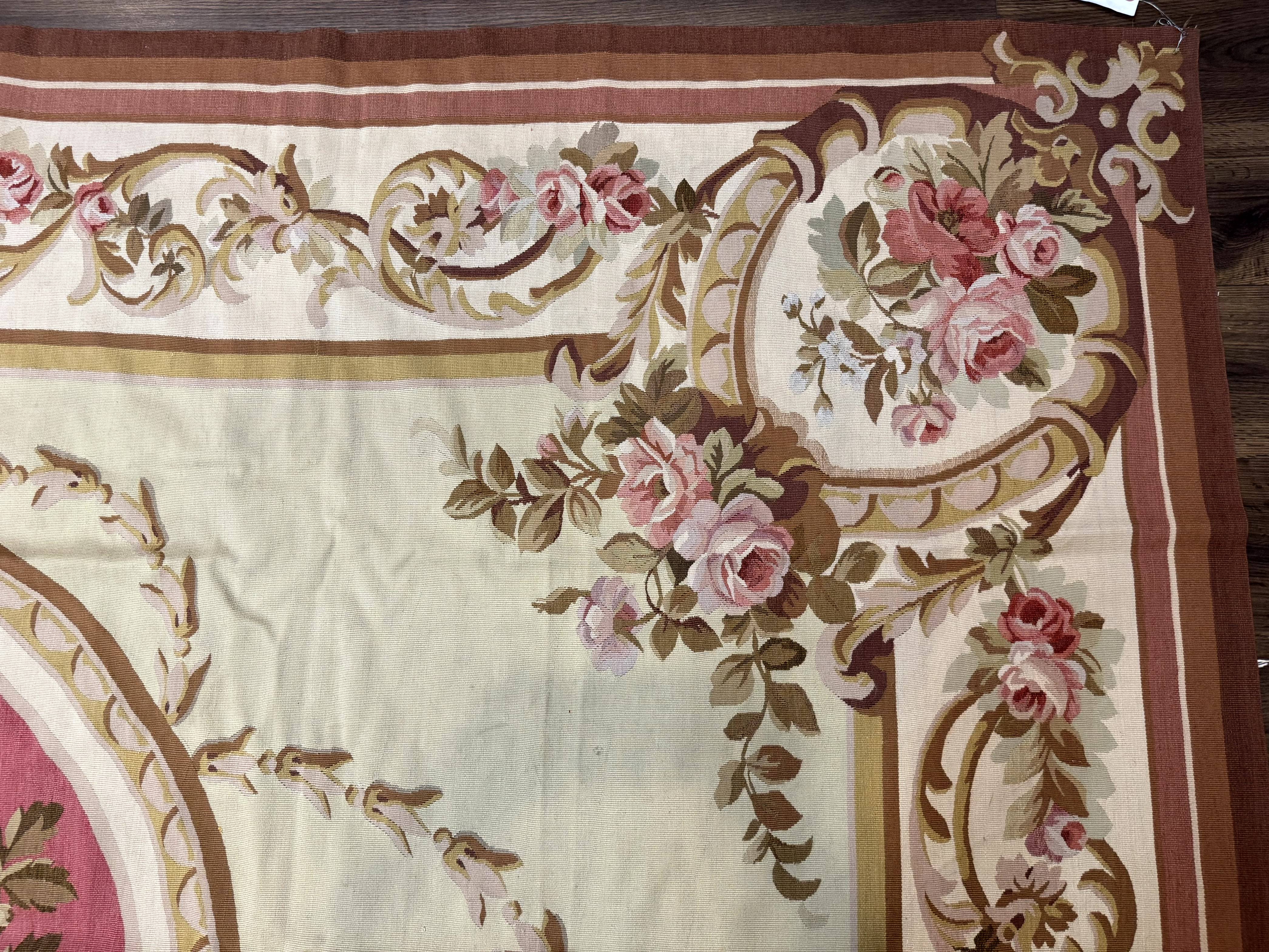 Large Aubusson Rug 10x14, European Elegant French Design, Floral Carpet - Jewel Rugs