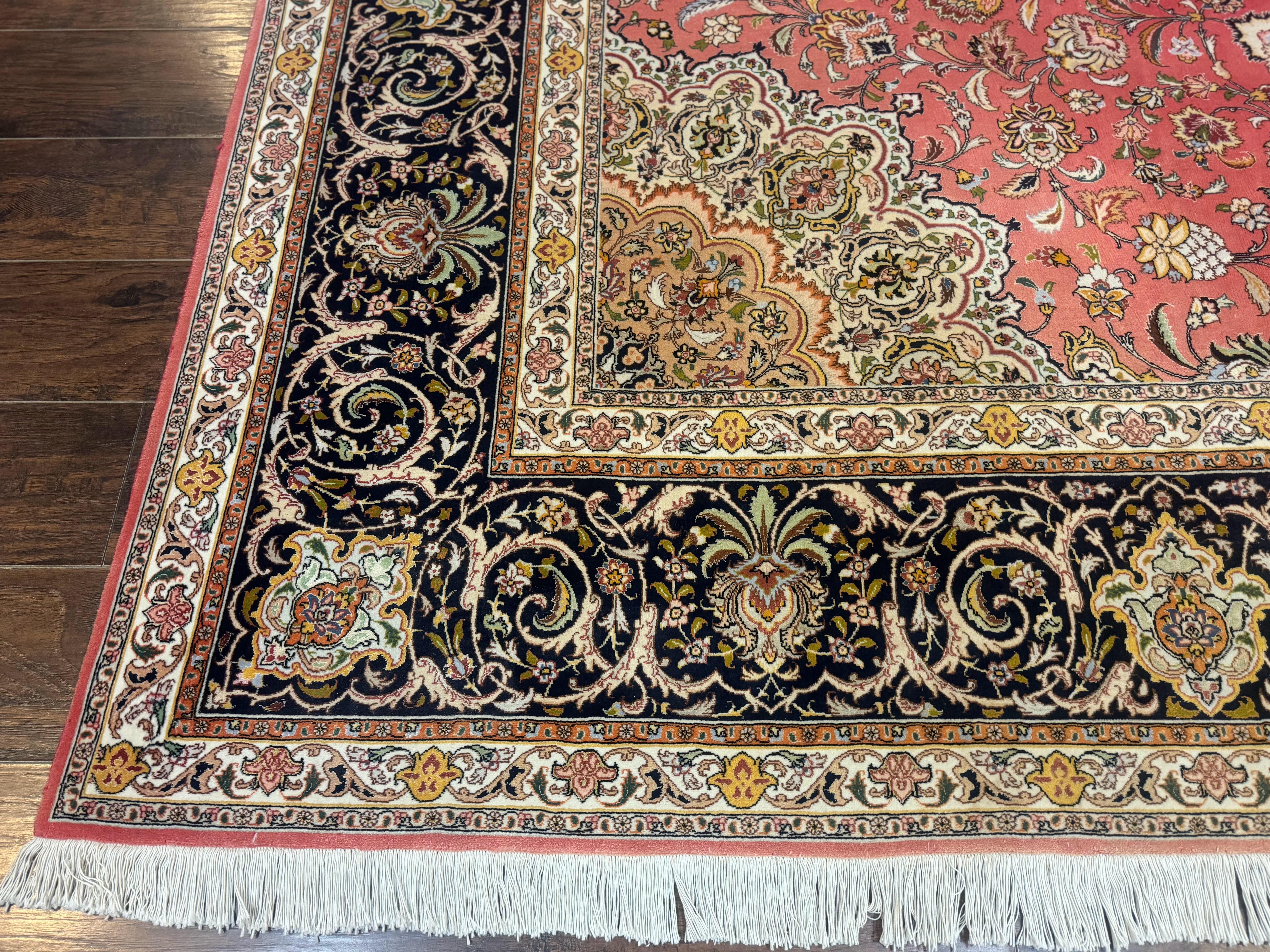 Persian Tabriz Rug 10x13 – Floral Medallion & Birds, Wool & Silk, 330 KPSI - Jewel Rugs