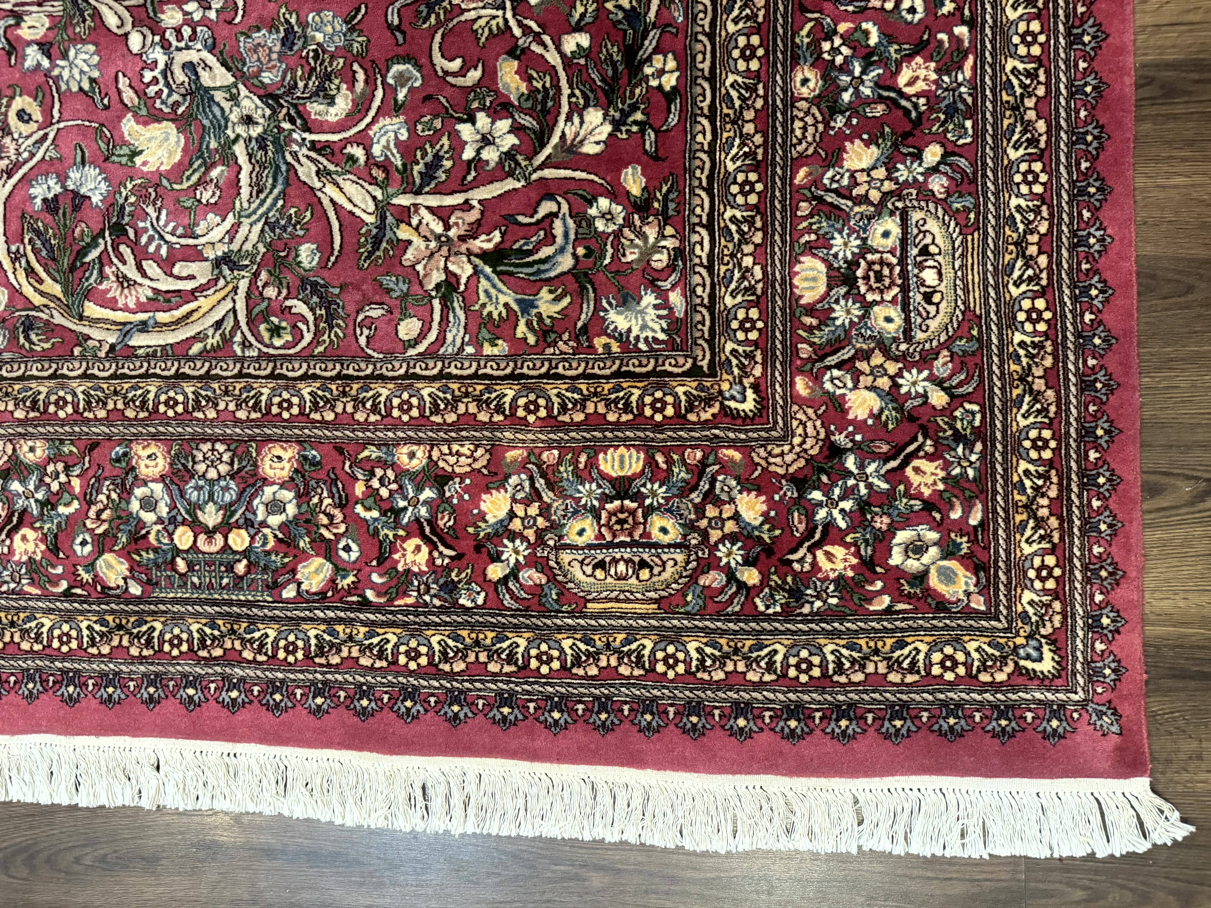 Sino Persian Rug 9x12, Fine 290 KPSI, Rose-Red, Floral Allover - Jewel Rugs