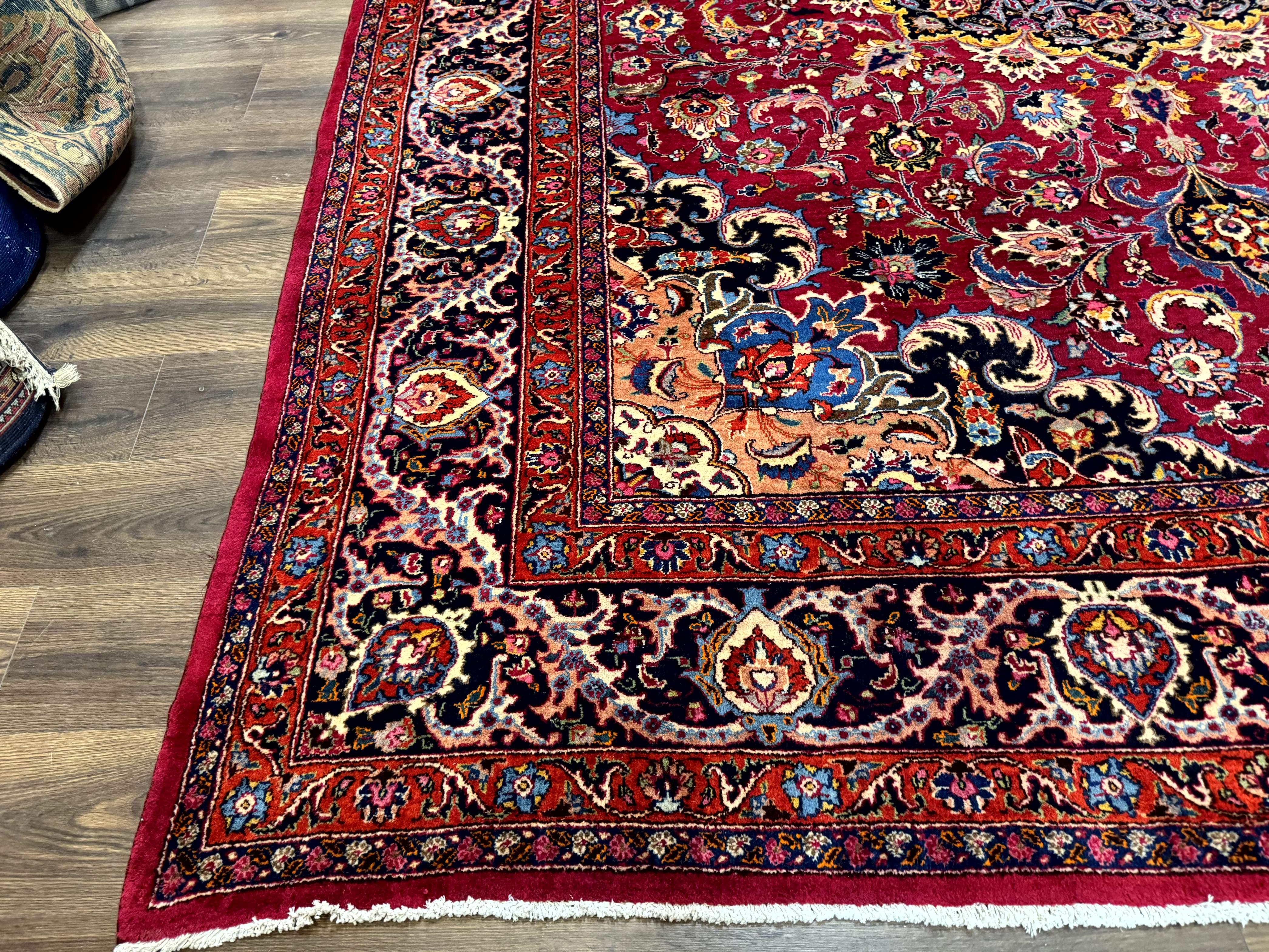 Red Persian Mashad Rug 10x13 - Floral Medallion Signed By Masterweaver - Jewel Rugs