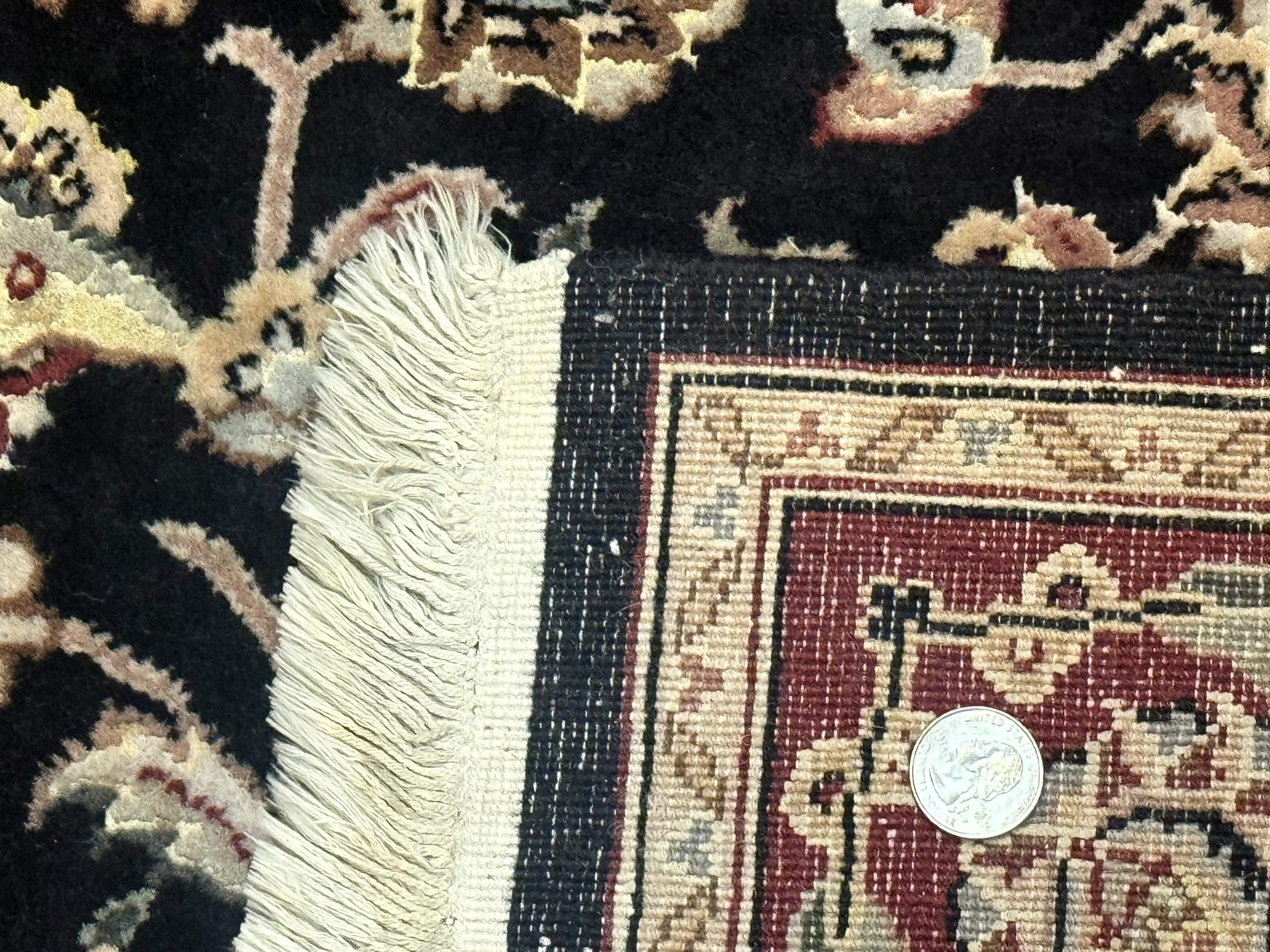 Pak Persian Rug 4x6, Black and Burgundy, Floral Allover, Wool and Silk - Jewel Rugs