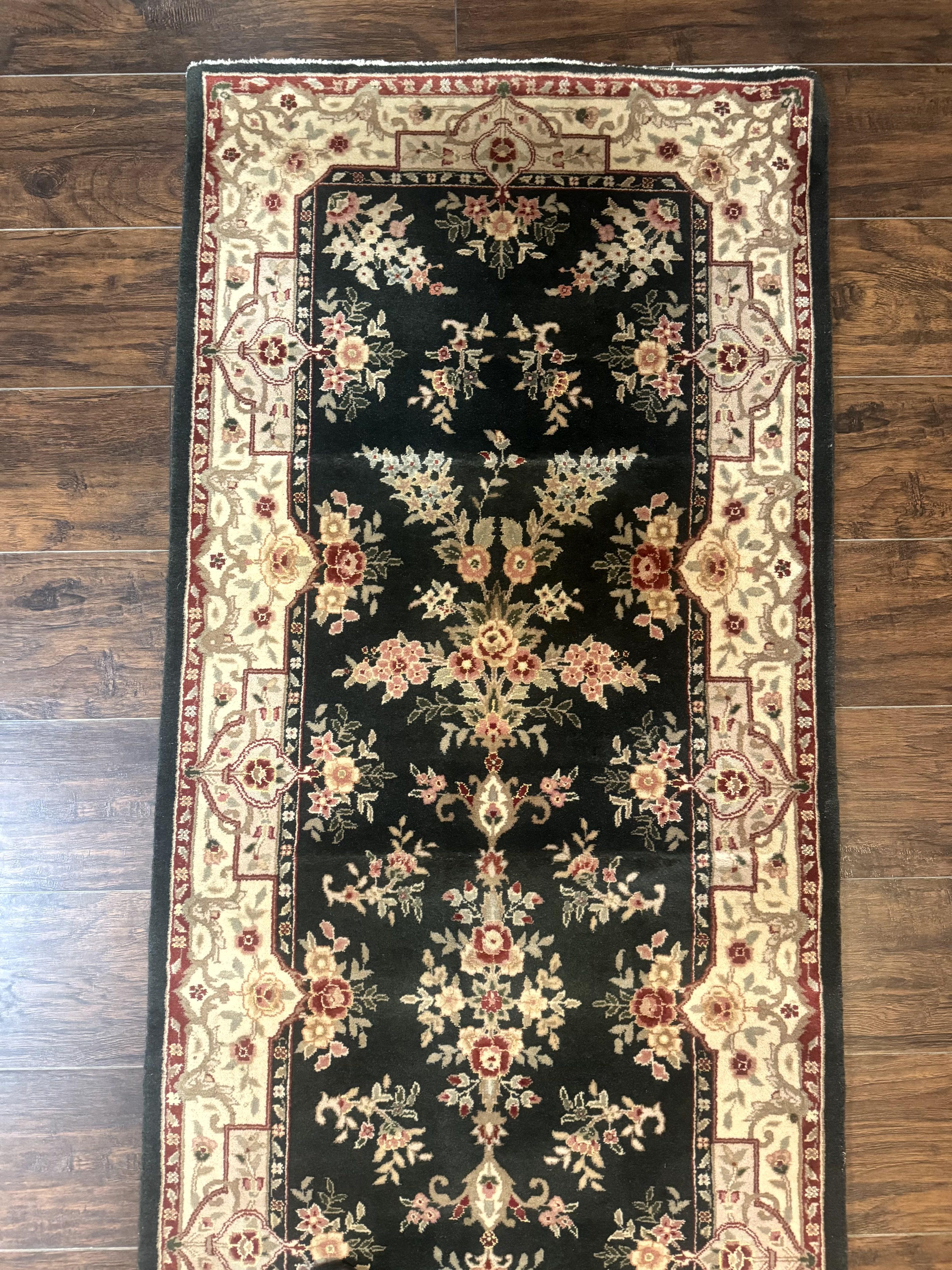 Long Pak Persian Runner Rug 2.7 x 21, Floral Allover, Dark Green and Beige, Handmade Wool Runner Rug, 21ft Runner for Hallway - Jewel Rugs