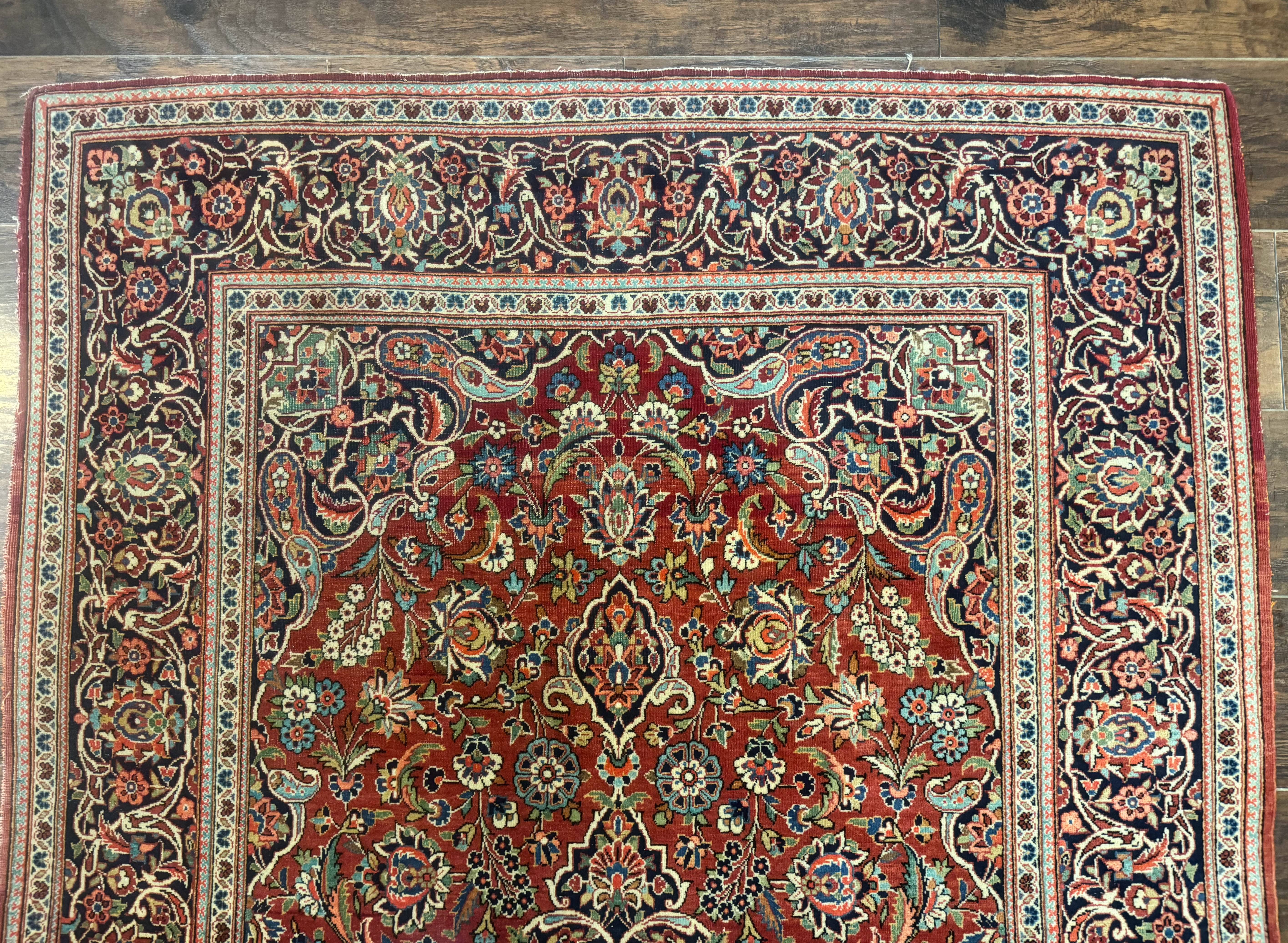 Persian Kashan Rug 4x7, Red, Floral Medallion, Vintage, Wool - Jewel Rugs