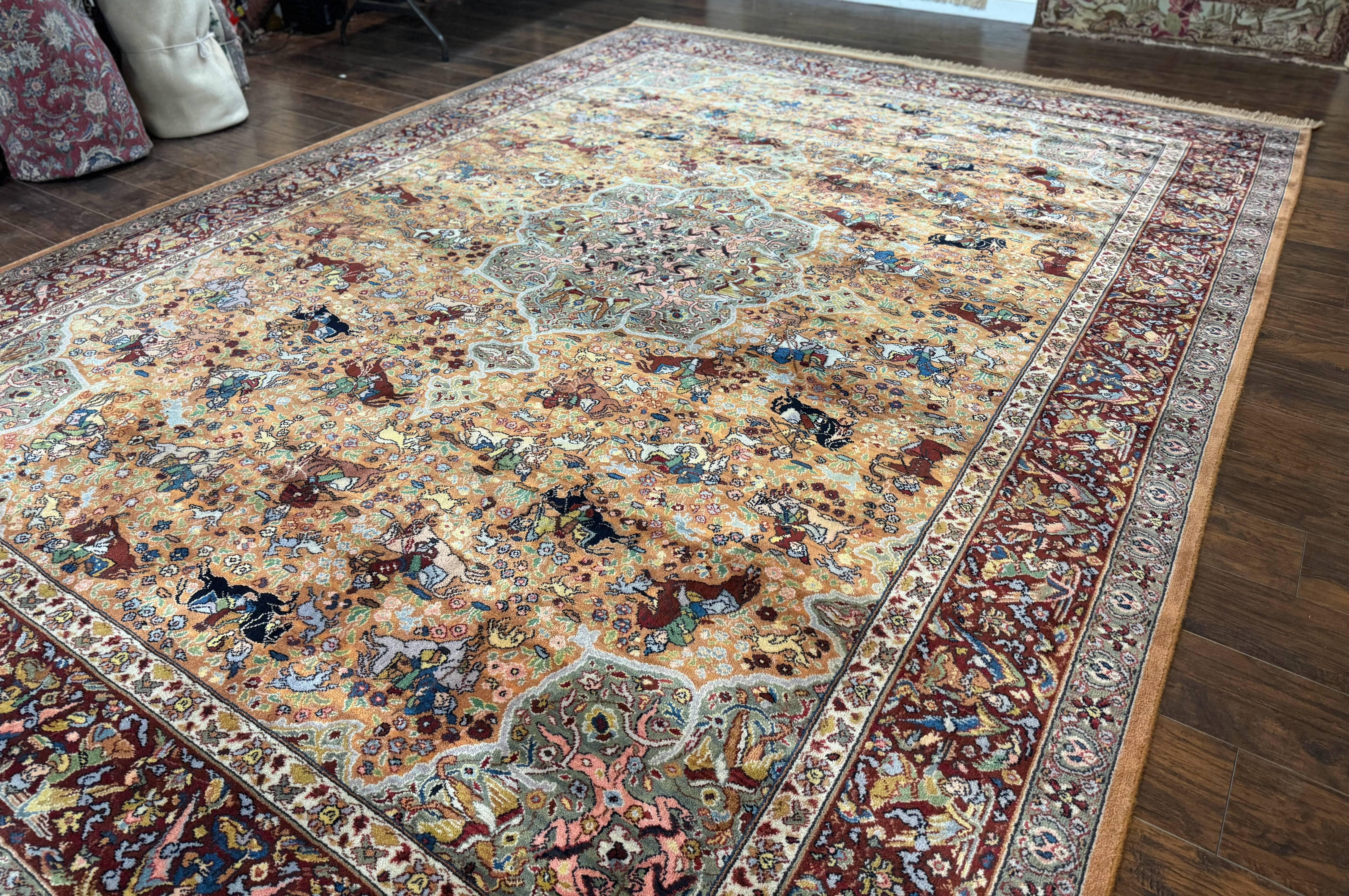 Karastan Rug 10x14 Persian Hunting Rug #723, Wool Pile Karastan Area Rug, Discontinued Original 700 Series Karastan Carpet, Room Sized - Jewel Rugs