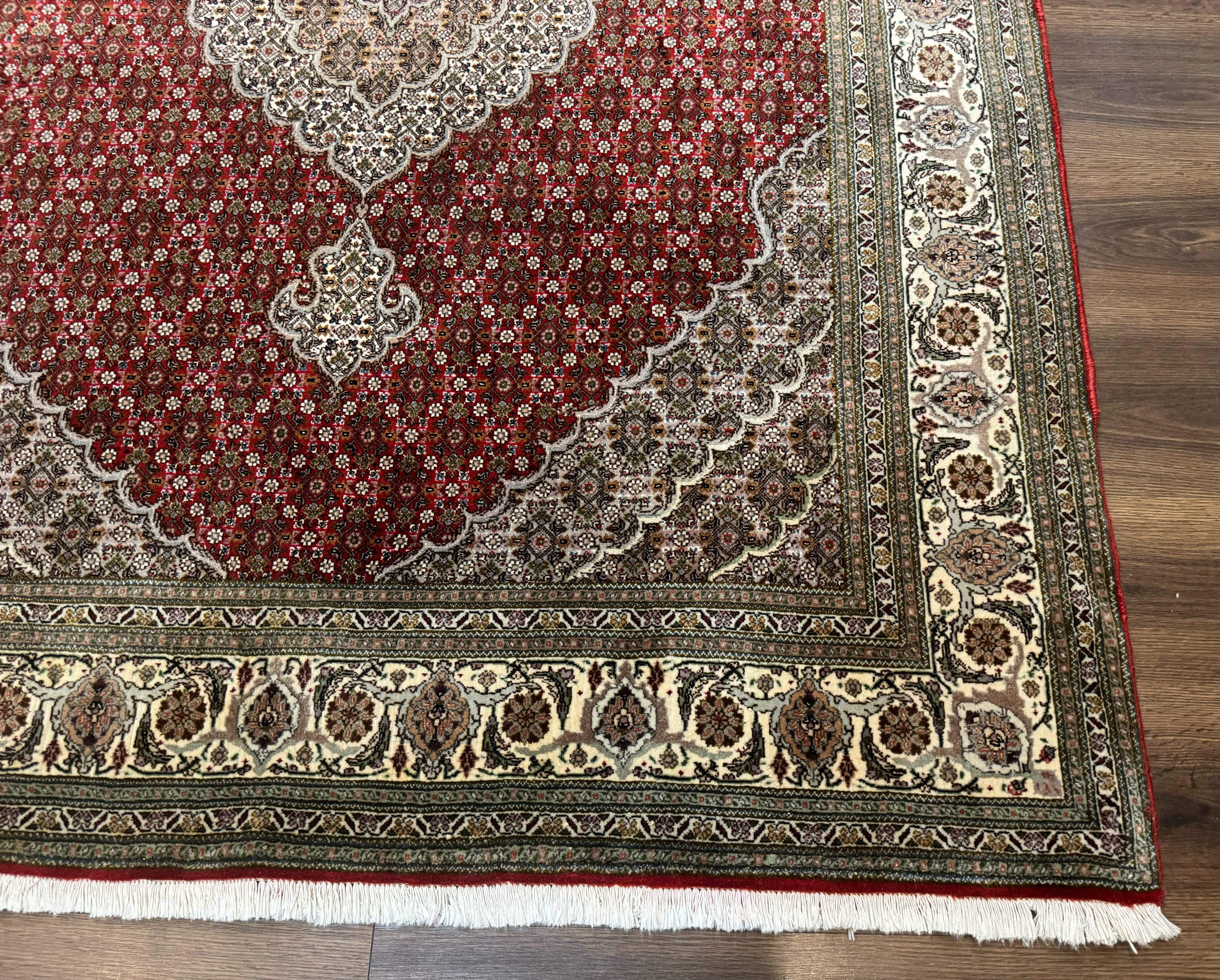 Persian Rug 5x7, Very Fine 330 KPSI, Red and Ivory, Herati Mahi Pattern, Wool & Silk - Jewel Rugs