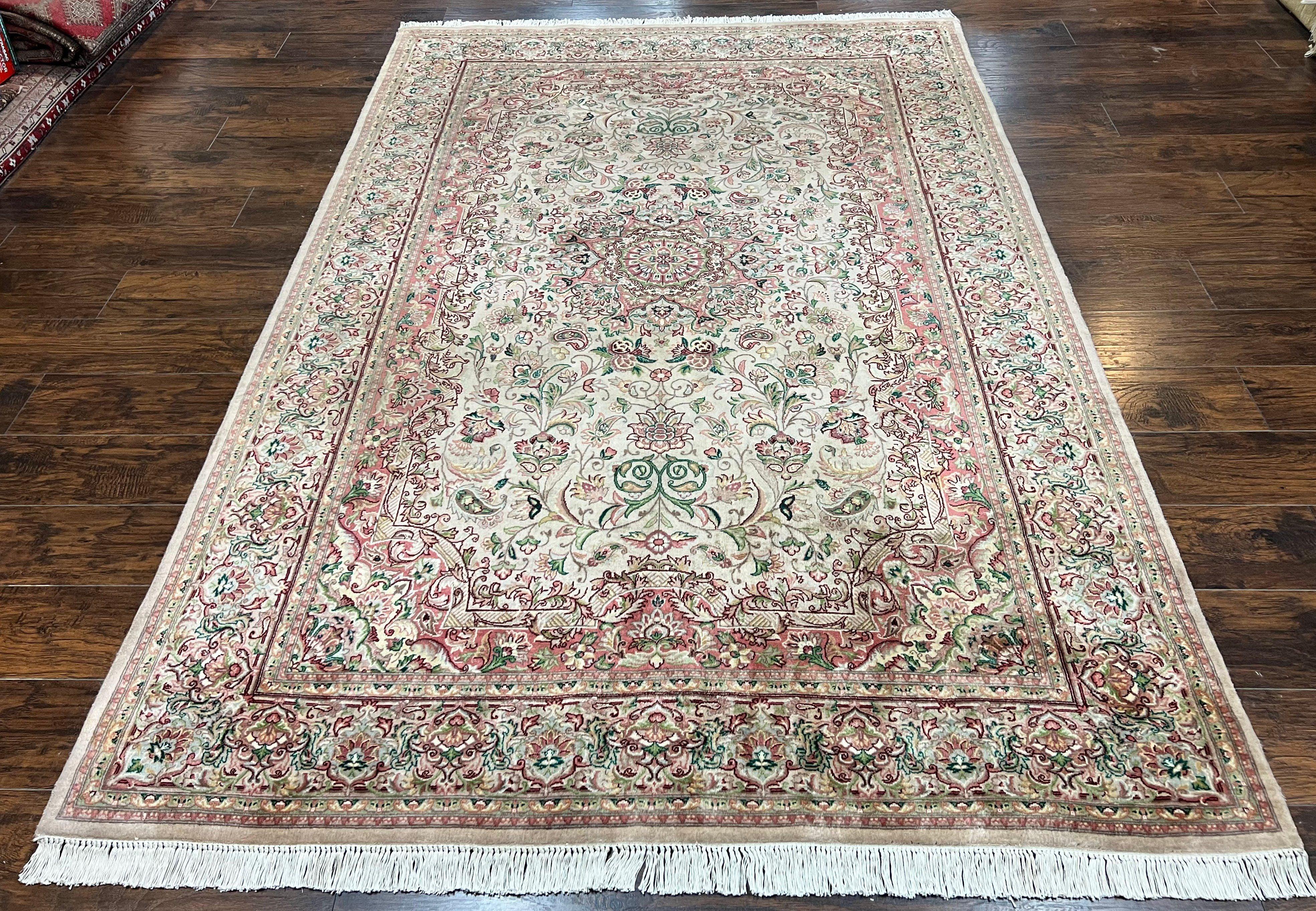 Pak Persian Rug 6x9, Floral Medallion, Vintage Hand Knotted Handmade Traditional Oriental Carpet, Pakistani Rug 6 x 9 ft, Wool Area Rug - Jewel Rugs