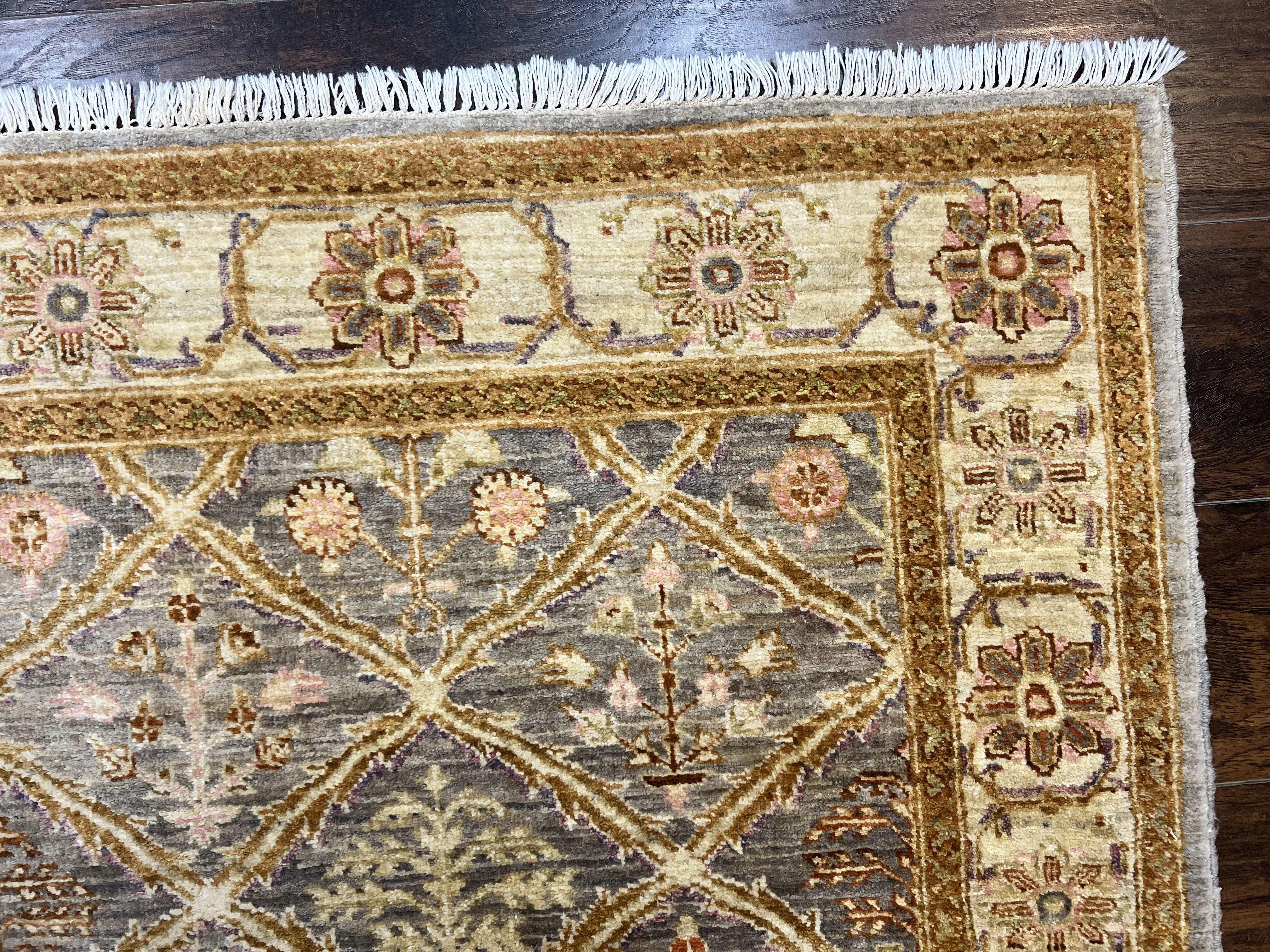 Pakistani Peshawar Rug 3.6 x 5, Safavieh Wool Handmade Hand Knotted Vintage Rug, Panel Design Oriental Carpet, Pair C - Jewel Rugs