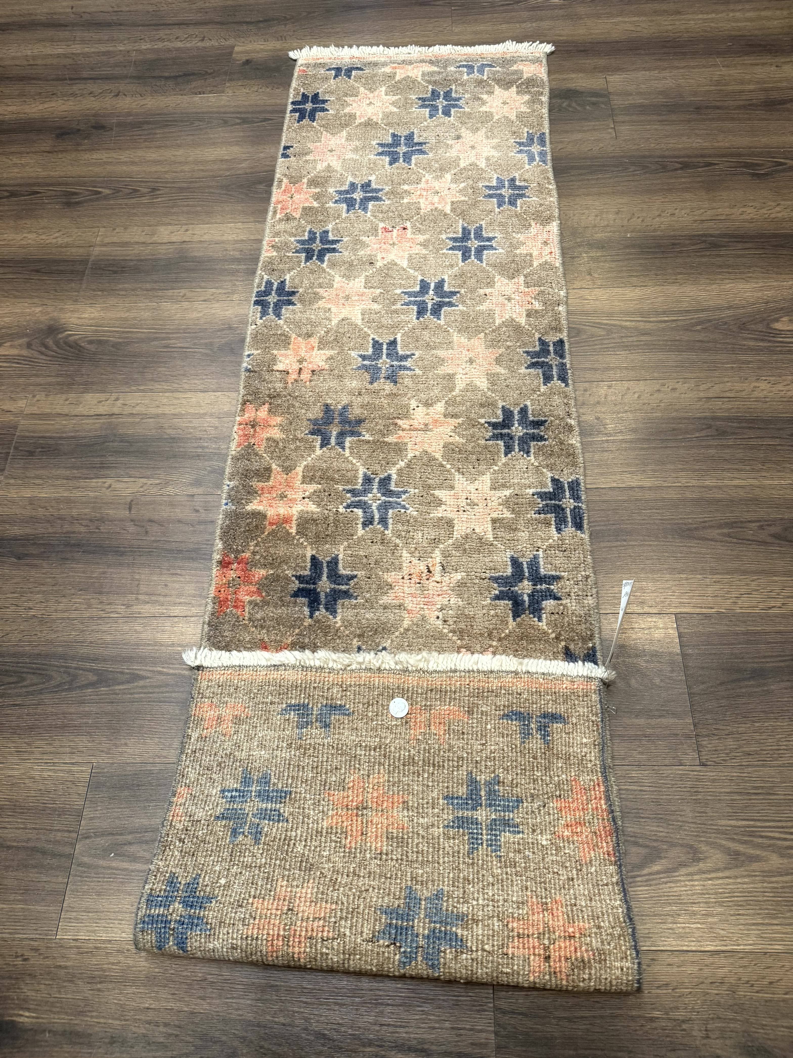 Tibetan Runner Rug, Short Skinny Runner, Star Design, 1.9 x 6.8 Rug for Hallway - Jewel Rugs