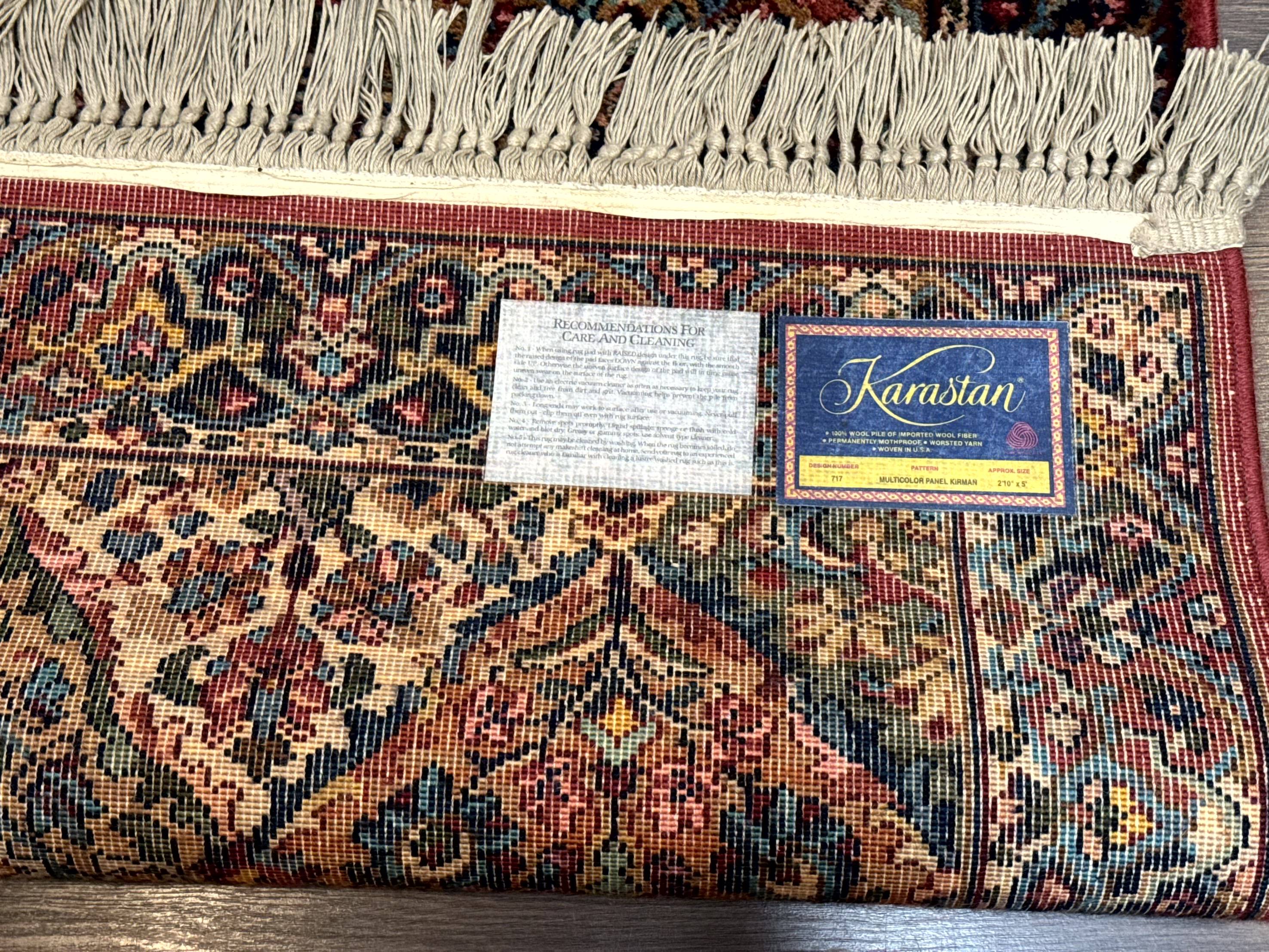 Karastan Rug 3x5 Multicolor Panel Kirman #717, Original 700 Series, Wool Pile, Discontinued - Jewel Rugs