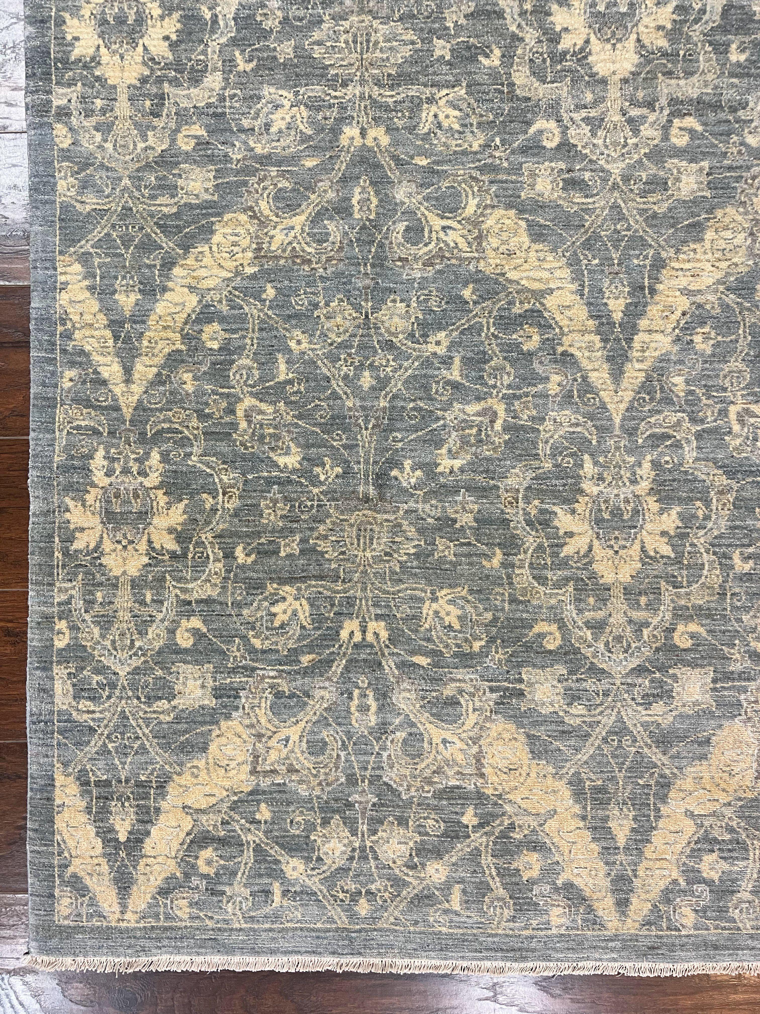Contemporary Pakistani Rug 5 x 6.6, Handmade Floral Wool Rug, Spanish Pattern - Jewel Rugs