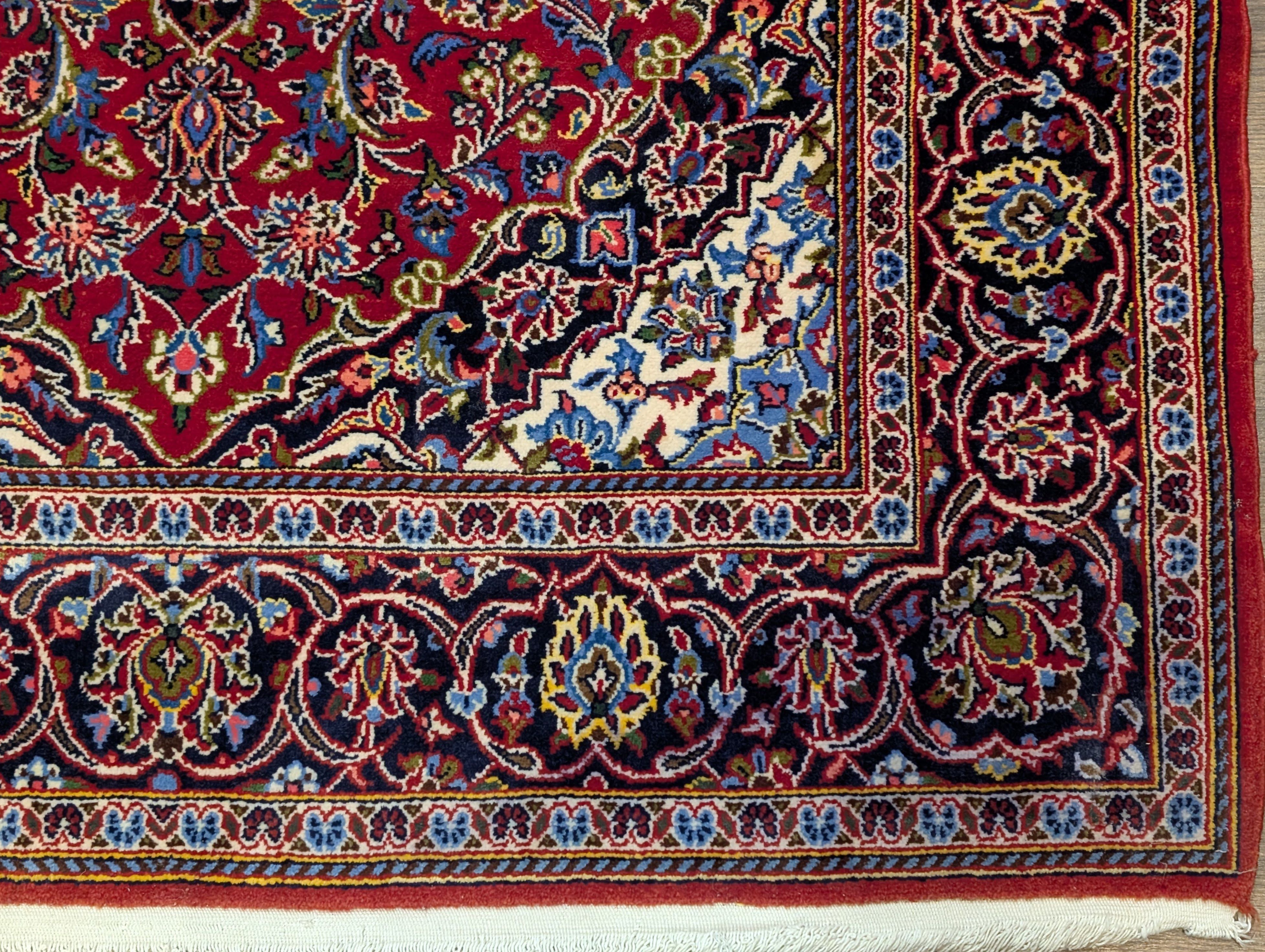 Red Persian Rug 3x5, Kashan Rug, Fine 210 KPSI, Traditional Hand Knotted Persian Carpet - Jewel Rugs