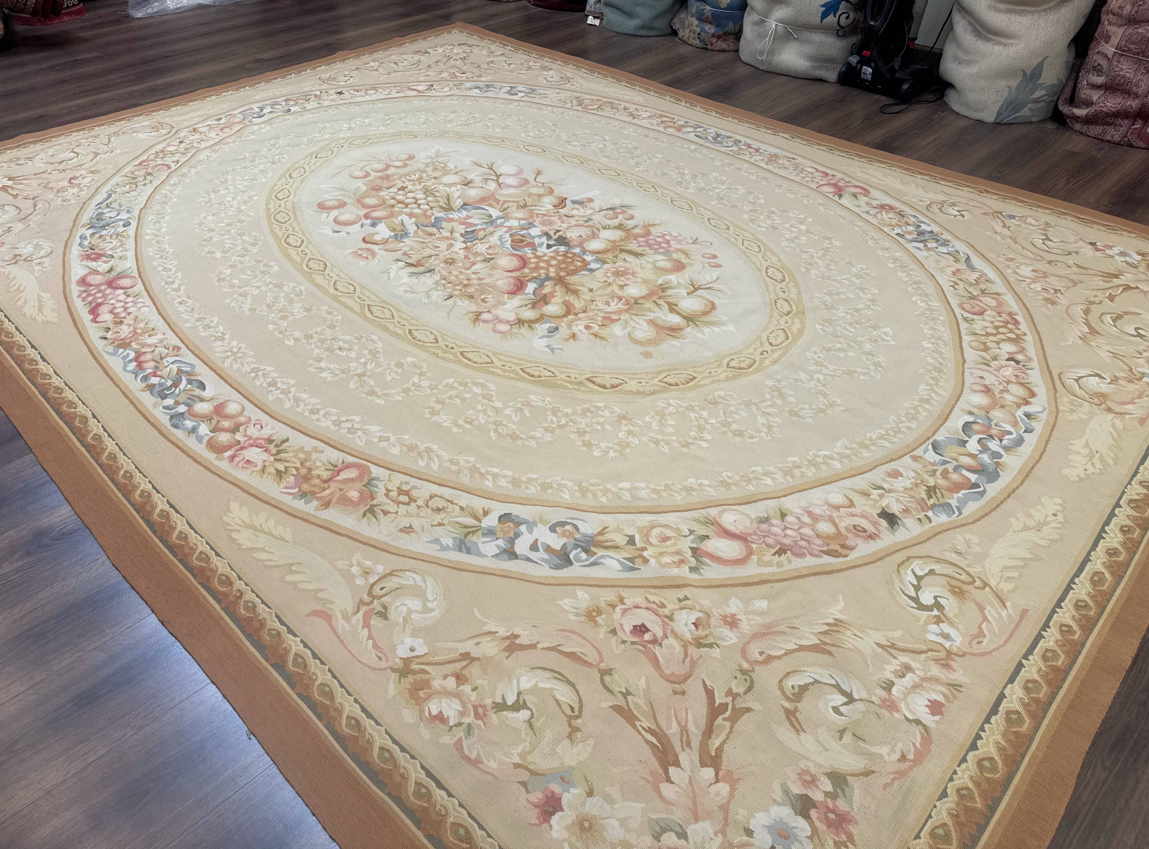 Aubusson Rug 9x12, French European Design, Floral, Elegant - Jewel Rugs