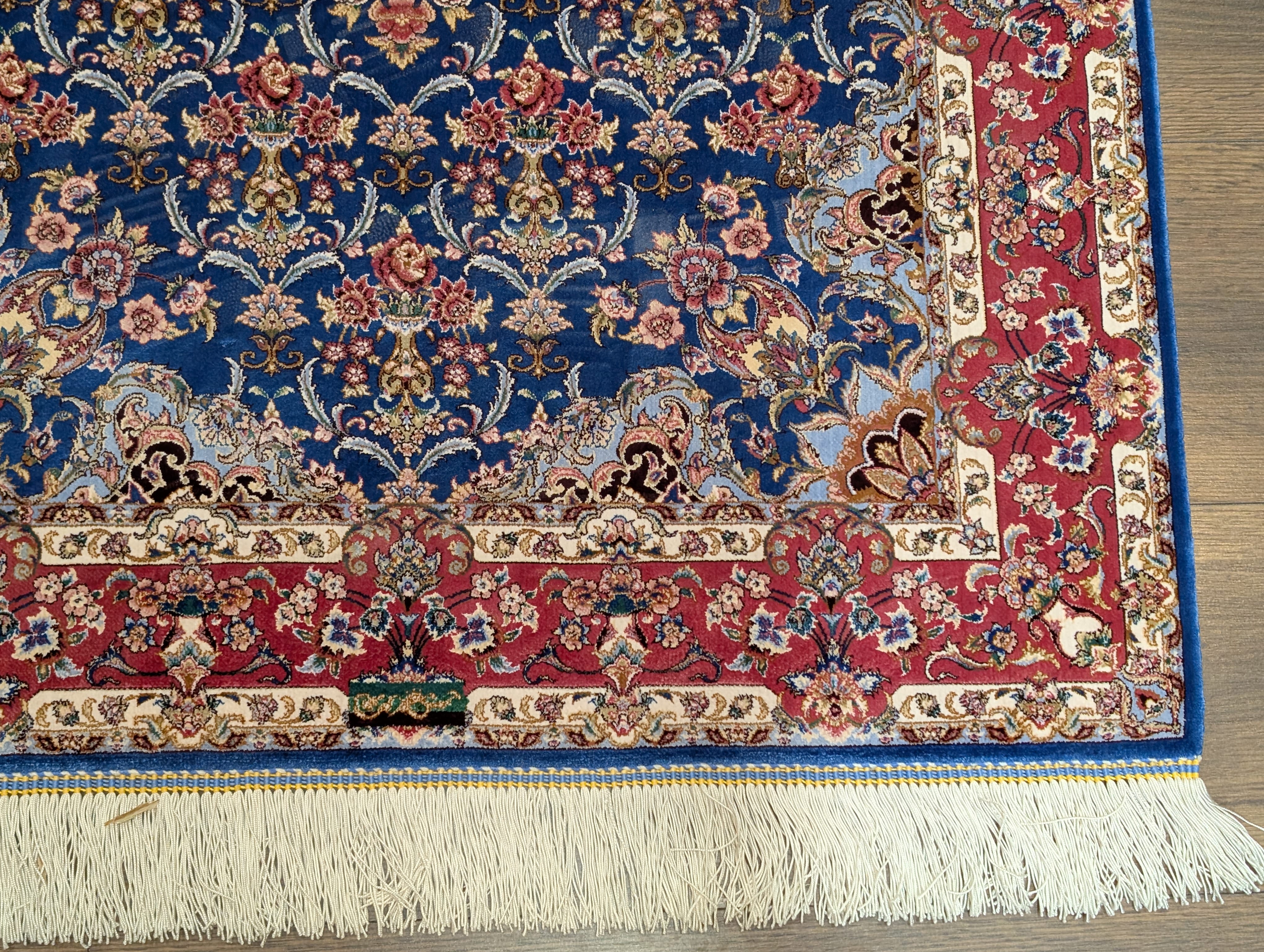 Navy Blue Silk Rug 2.5 x 4, Fine, Detailed, Turkish Silk Rug, Bamboo Silk, New - Jewel Rugs