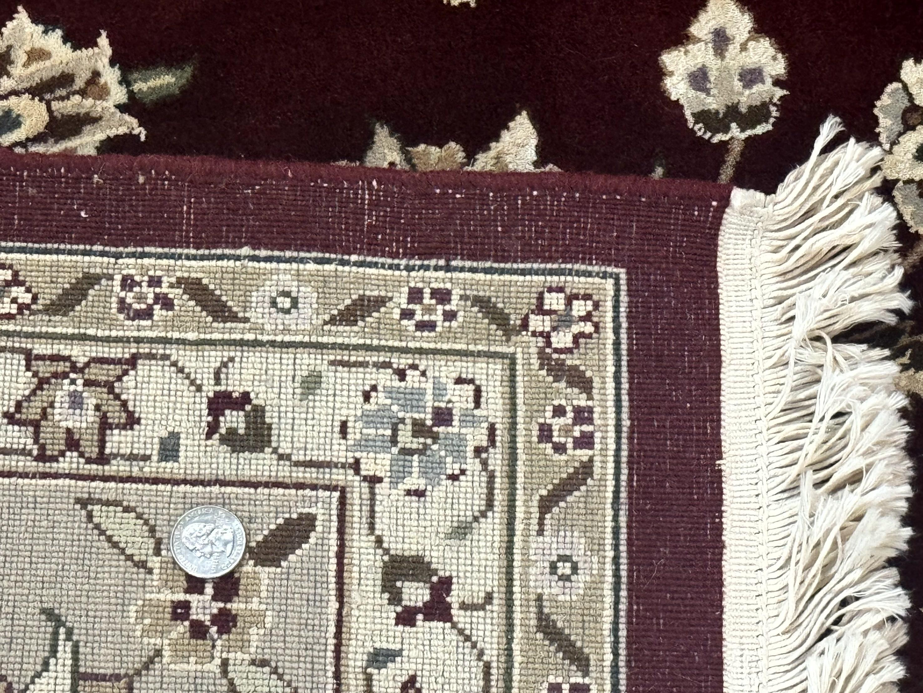 Maroon Persian Rug 8x10, Floral Allover, Traditional Area Rug, Wool and Silk Highlights, Sino Persian Carpet - Jewel Rugs