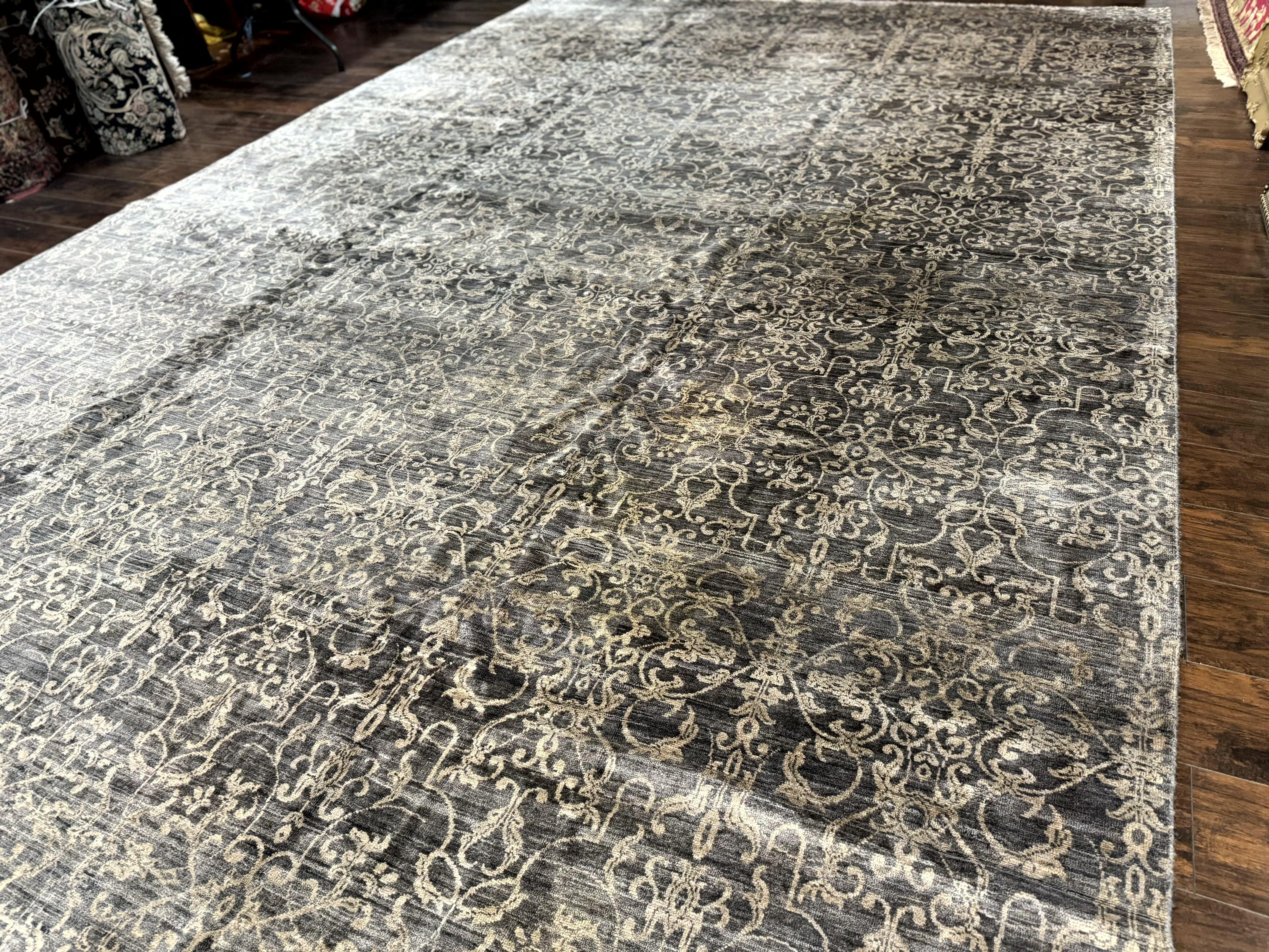 Large Palace Sized Indian Rug 11x18, Handmade Area Rug, Modern Contemporary - Jewel Rugs