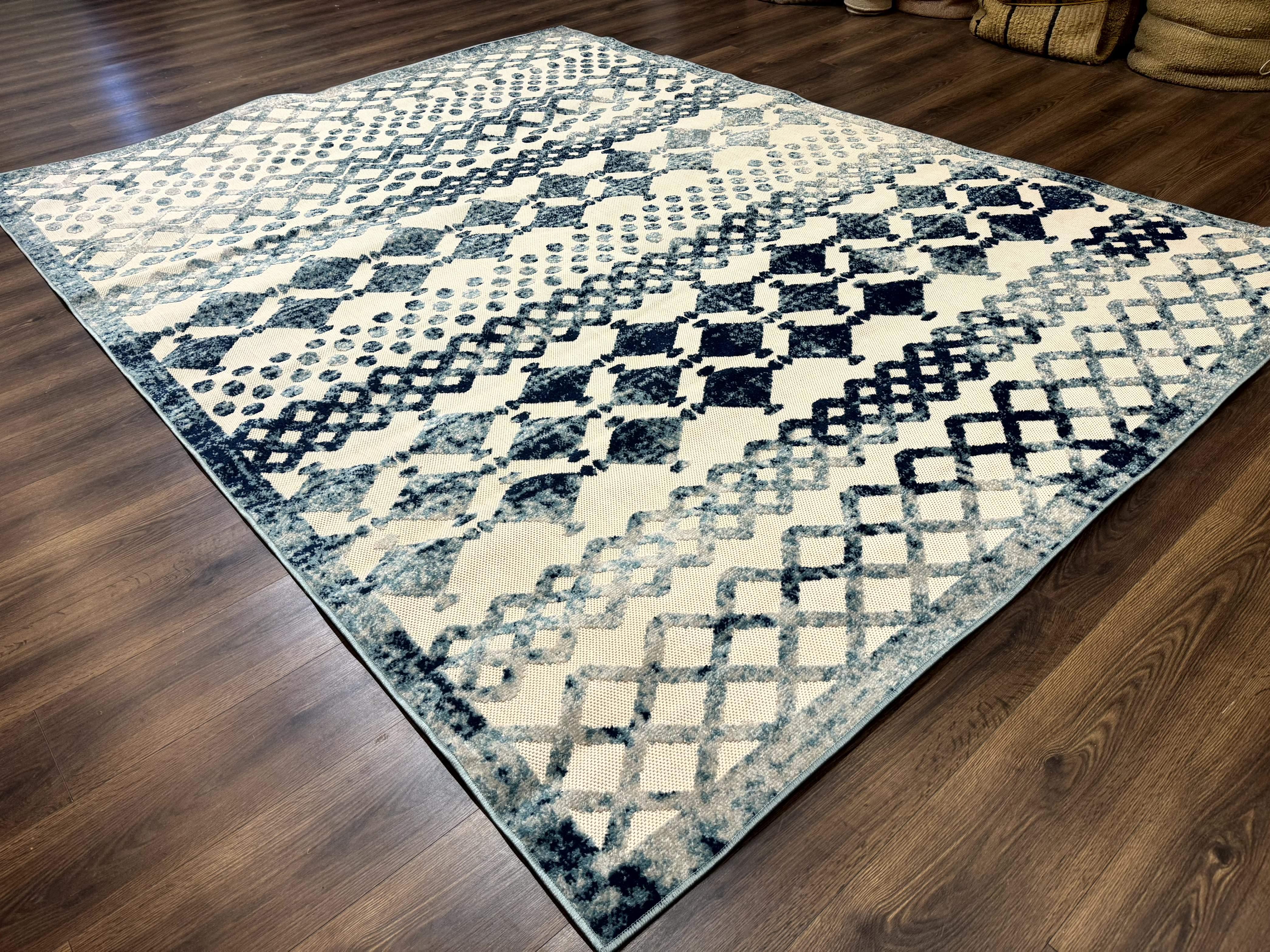 Modern Rug 8x10, Abstract Rug, Oat and Blue, Raised Pattern, Modway Rug Collection - Jewel Rugs