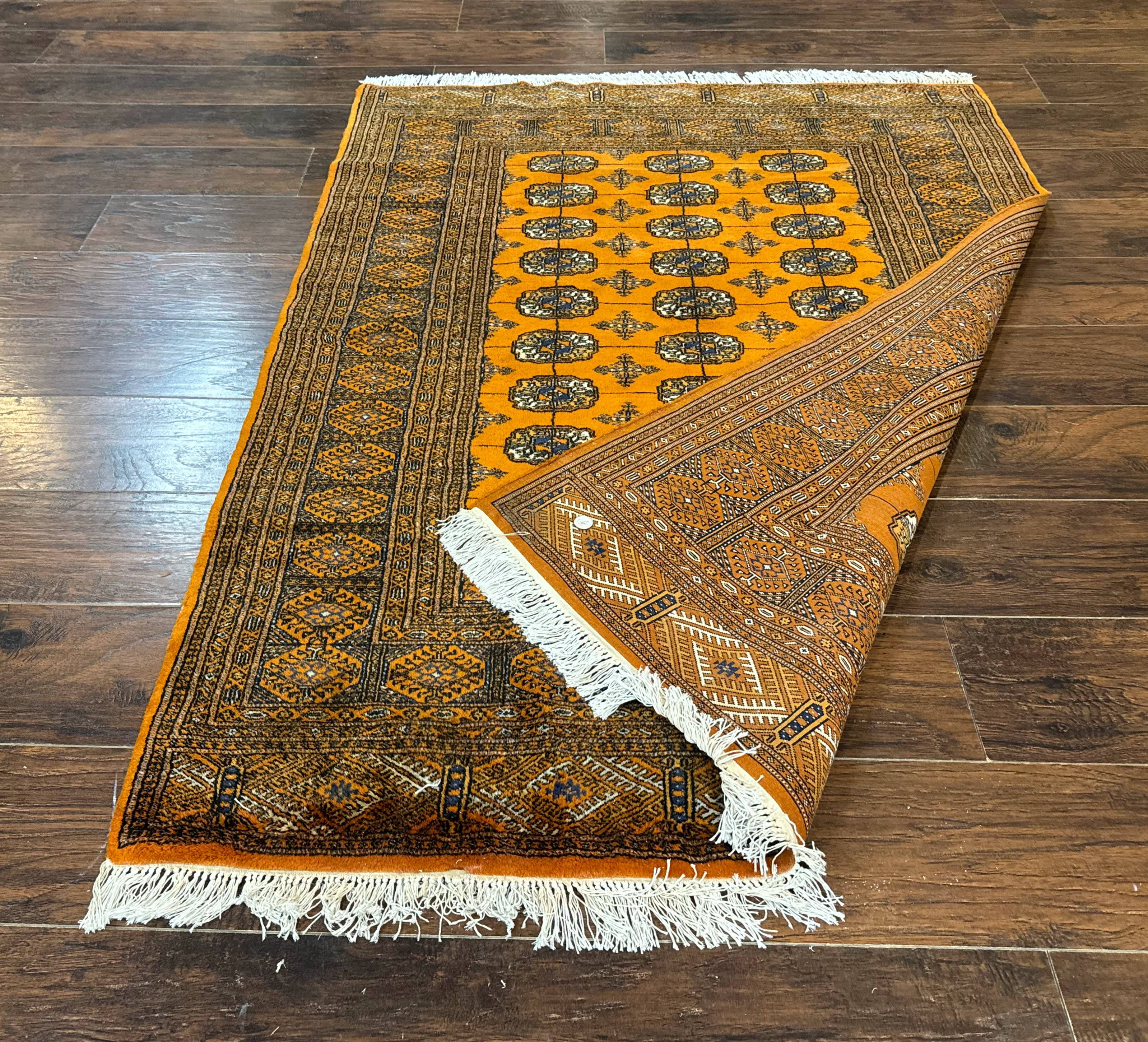 Pakistani Bokhara Turkoman Rug 4x6, Orange, Fine - Jewel Rugs