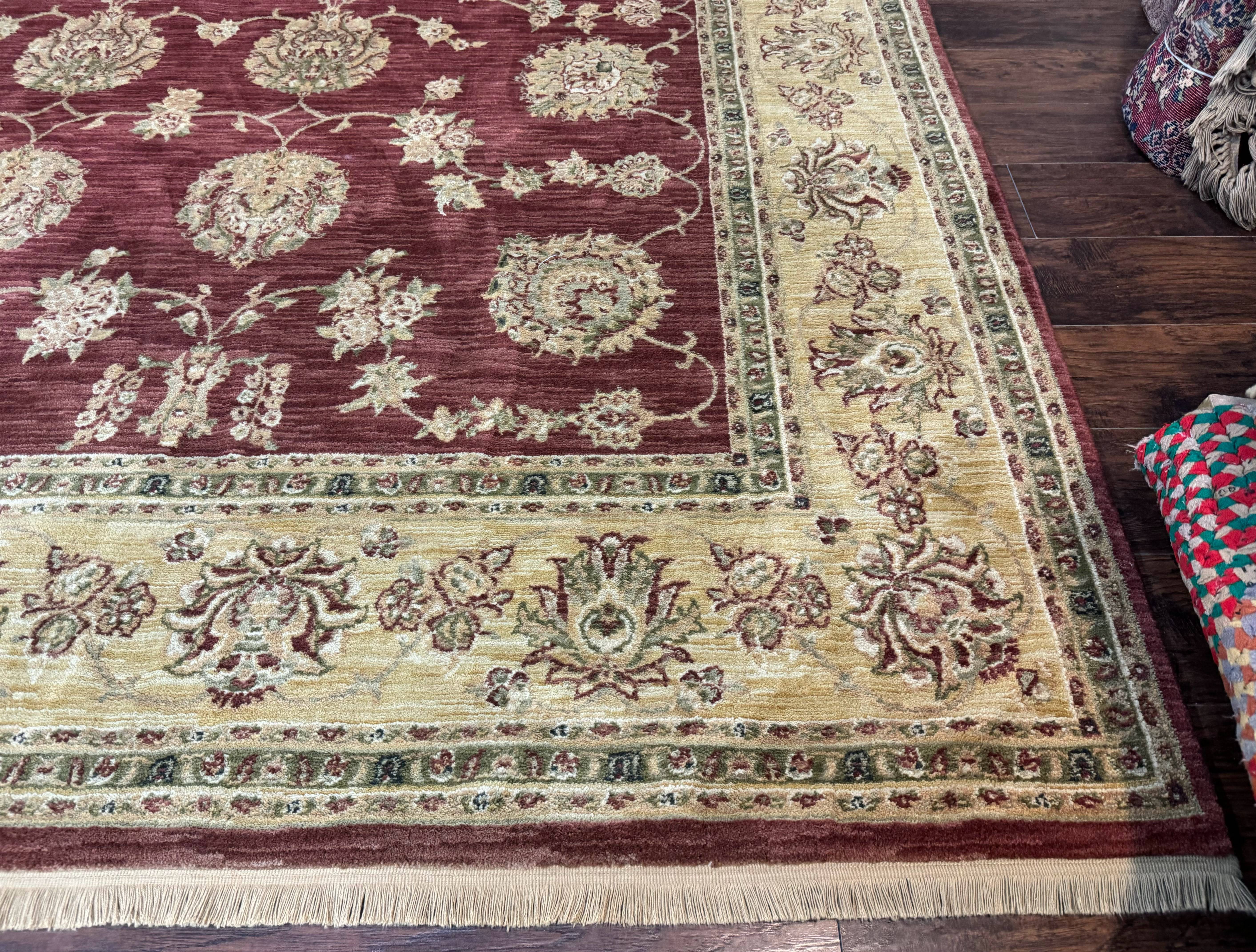 Traditional Wool Oriental Rug 9x13, Large Power Loomed Carpet, Burgundy - Jewel Rugs
