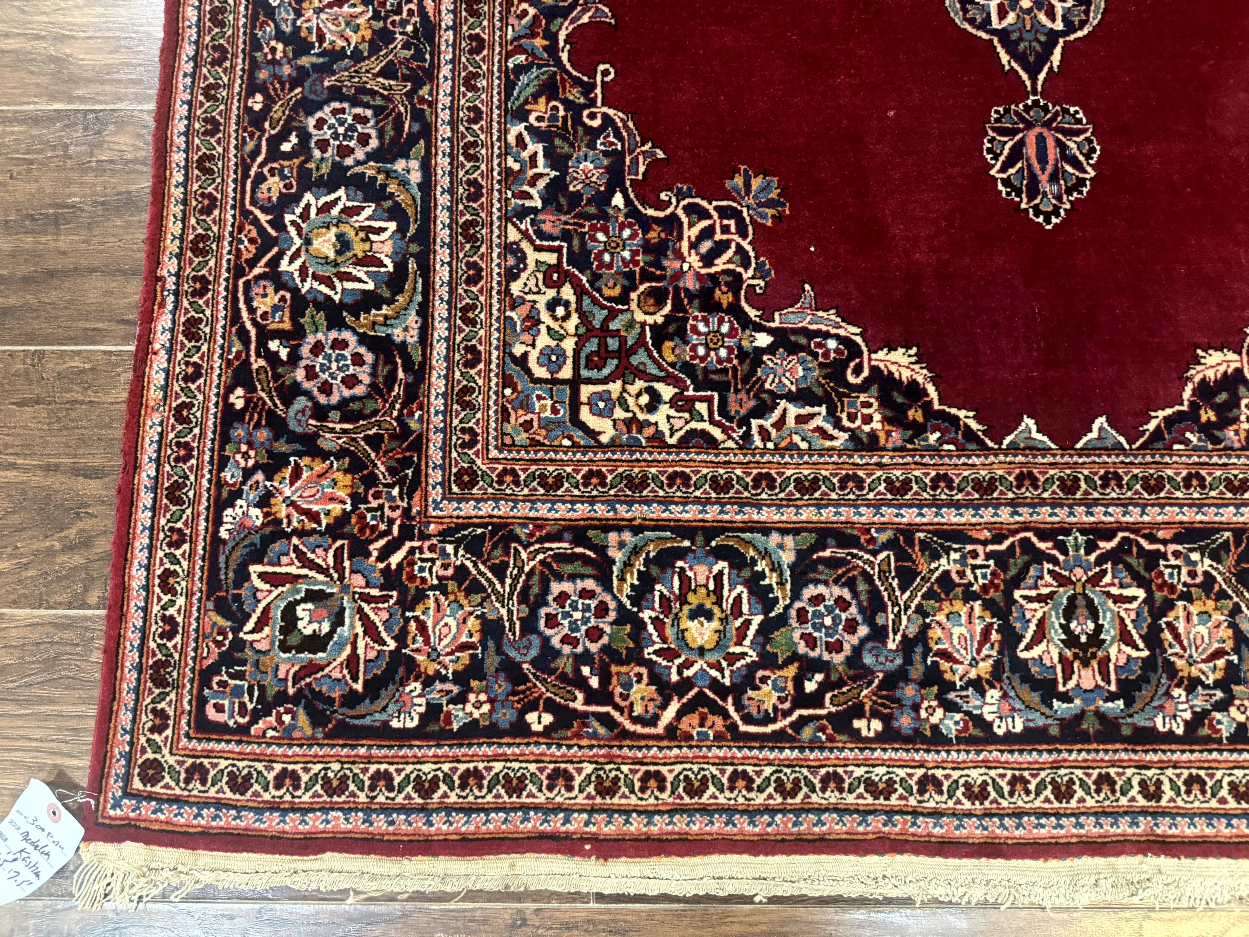 Antique Persian Kashan Rug 4x7, Semi Open Field, Pomegranate Red - Jewel Rugs
