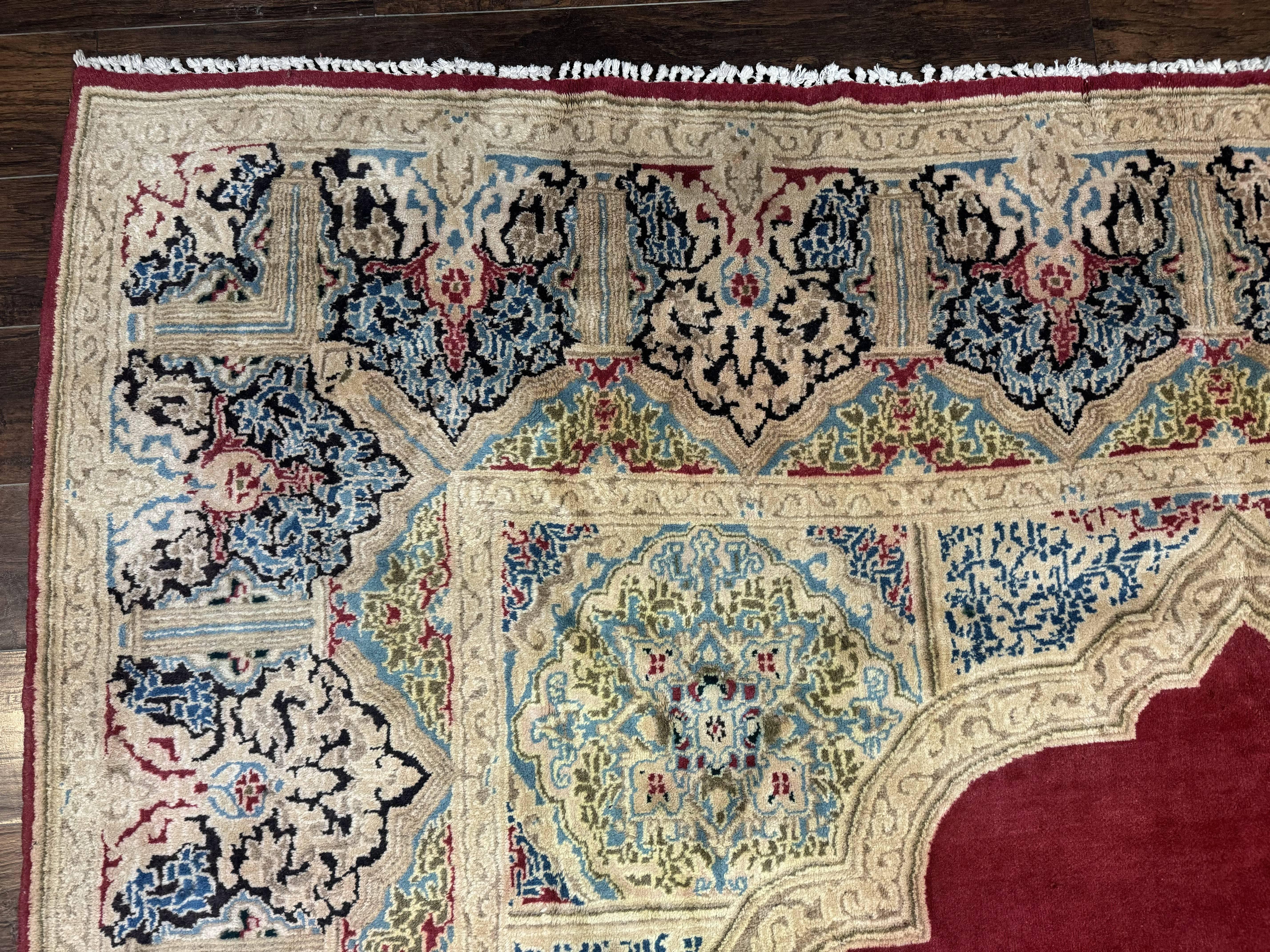 Large Persian Kerman Rug 10x13, Semi Open Field, Red Blue Tan, Handmade Persian Carpet, Antique - Jewel Rugs