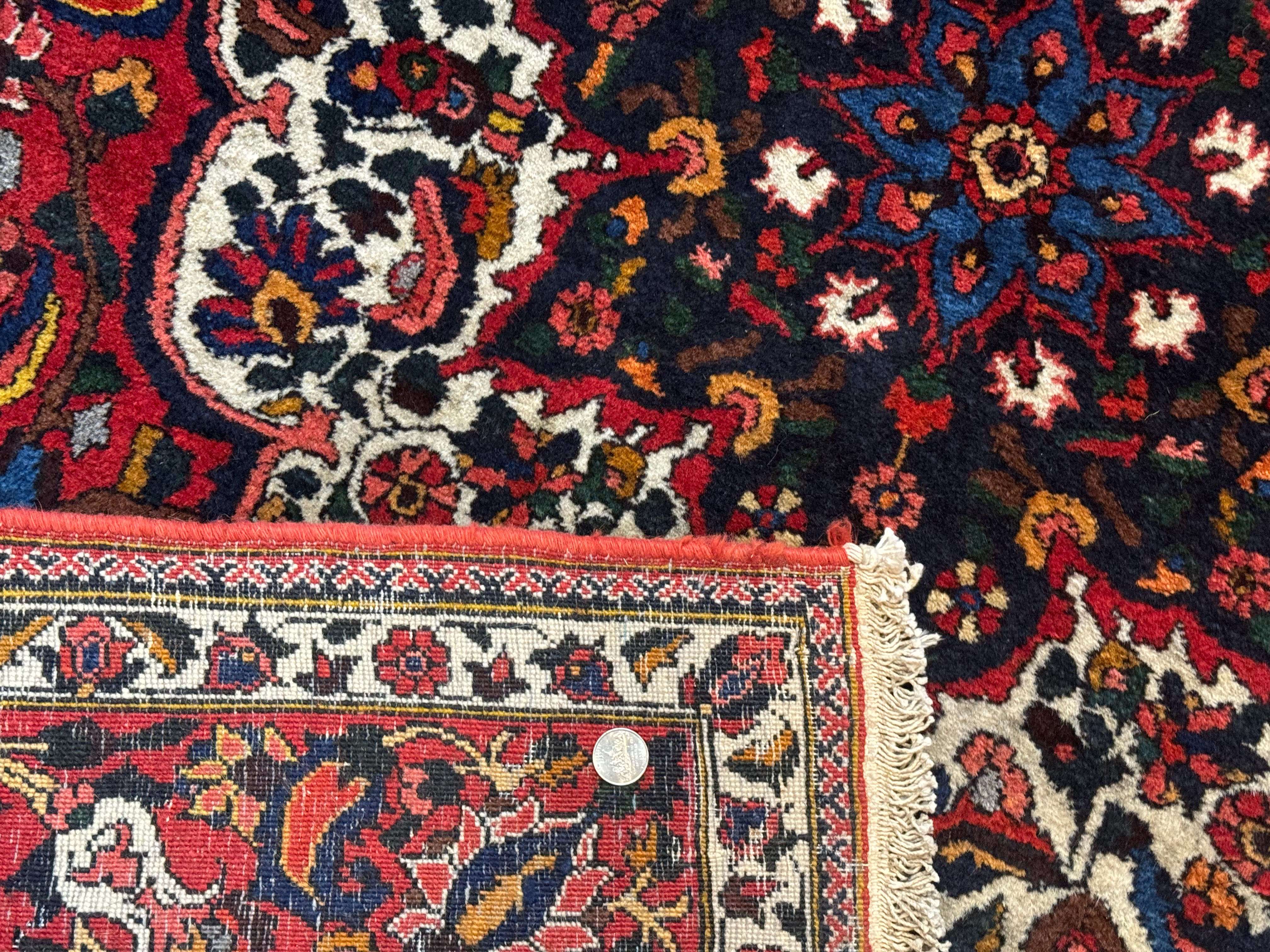 Persian Tribal Rug 5x9, Bakhtiyari Chalshotor Carpet, Medallion, Red Ivory Navy Blue - Jewel Rugs