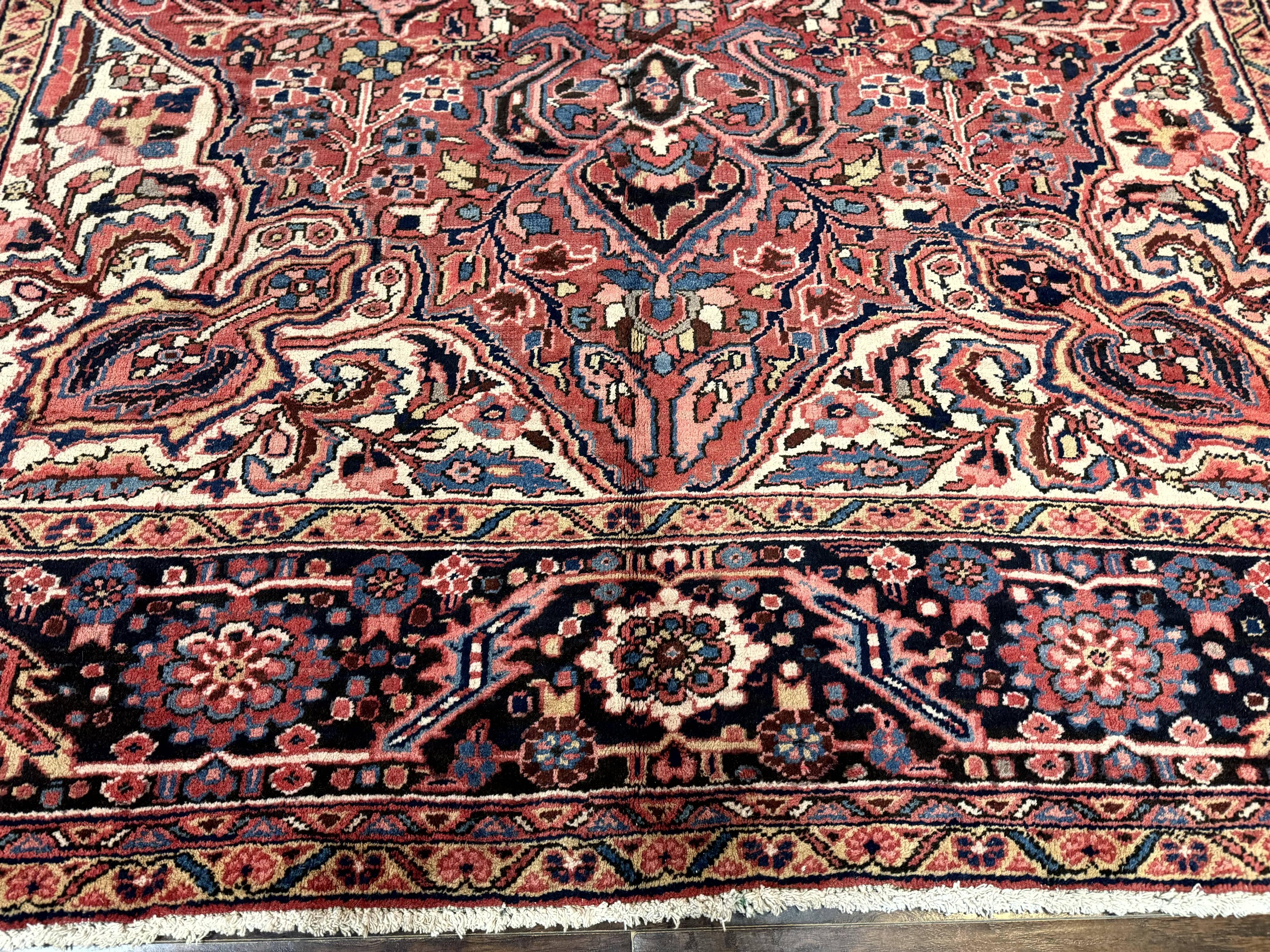 Persian Heriz Rug 10x13, Antique Wool Carpet, Geometric, Ahar Rug - Jewel Rugs