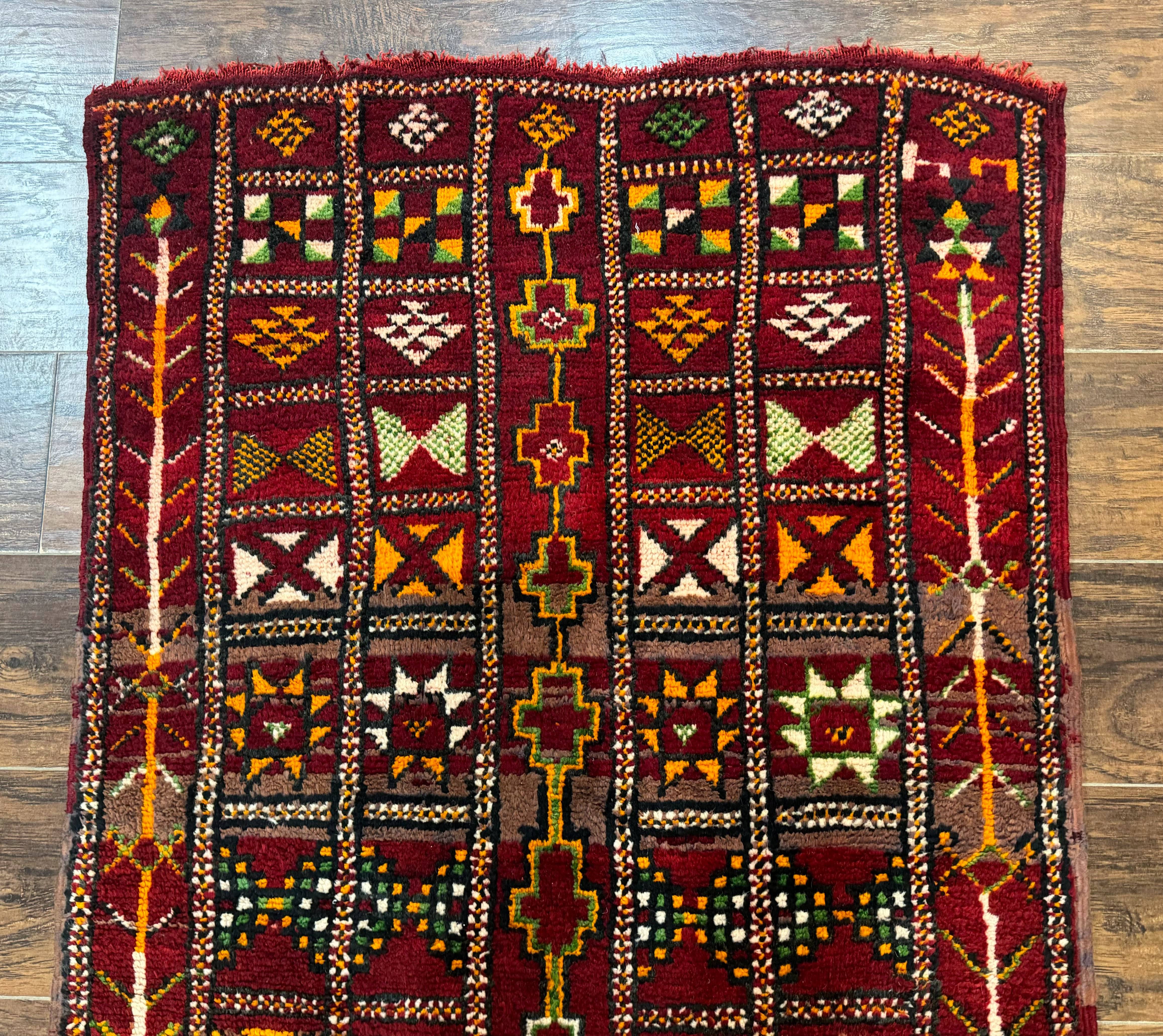 Moroccan Berber Tribal Rug 3x5, Geometric Area Rug, Red Orange Brown - Jewel Rugs