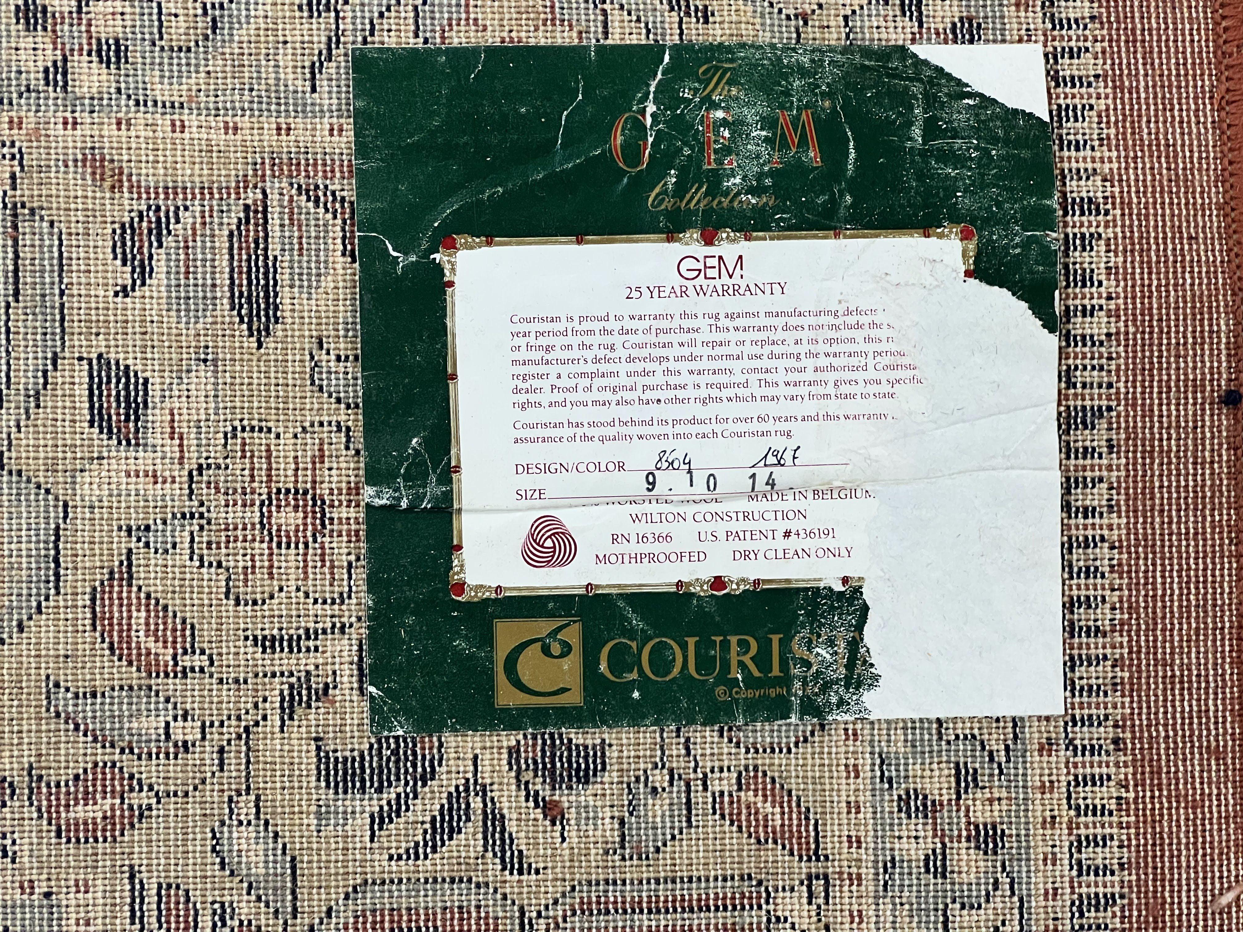 Persian Rug 10 x 13.6, Hunting Scene Rug, Large Wool Carpet, Vintage Couristan Belgium Power Loomed Rug, Red and Beige - Jewel Rugs