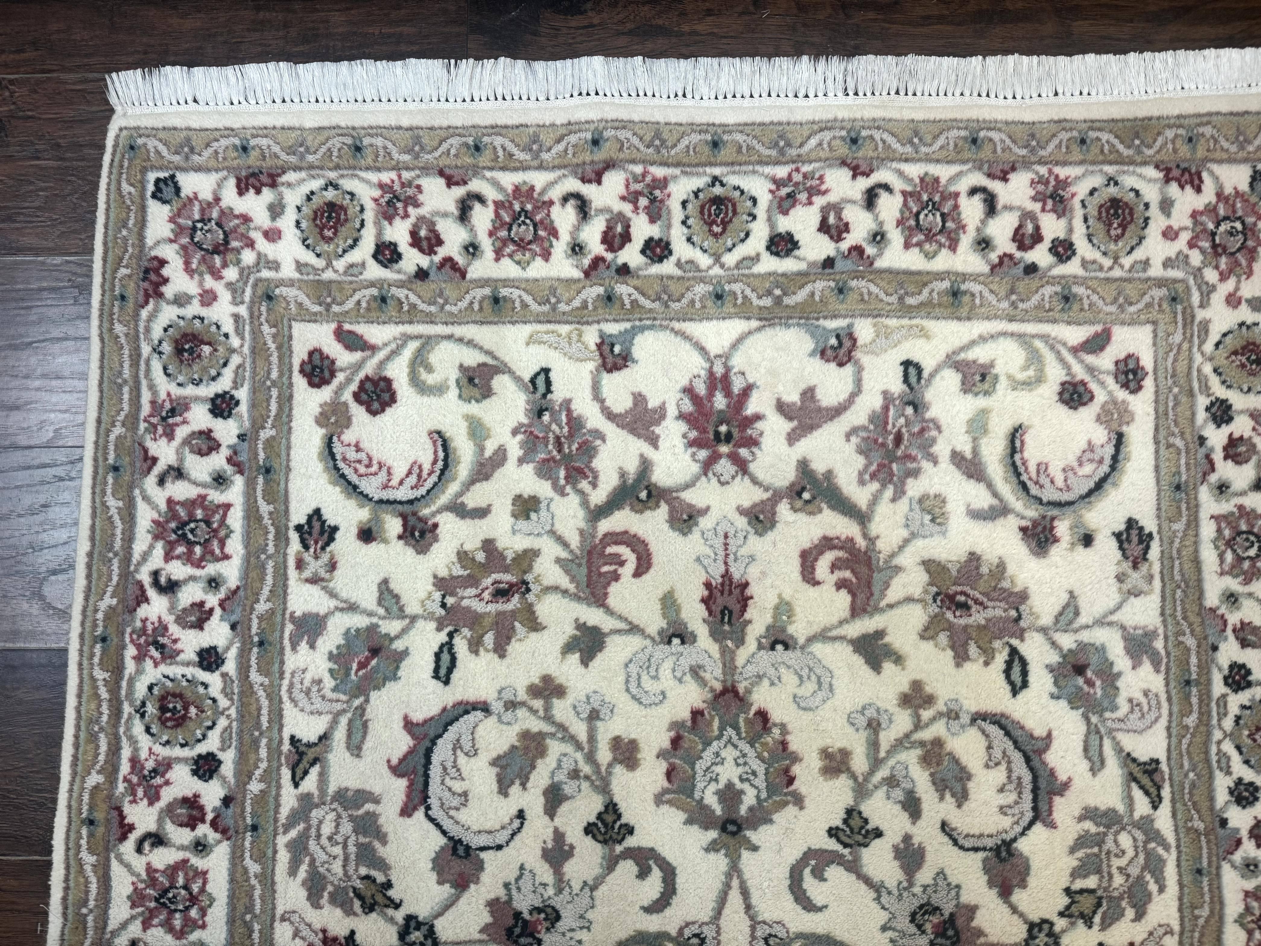 Indo Persian Rug 4x6, Floral Design, Wool Handmade Area Rug - Jewel Rugs