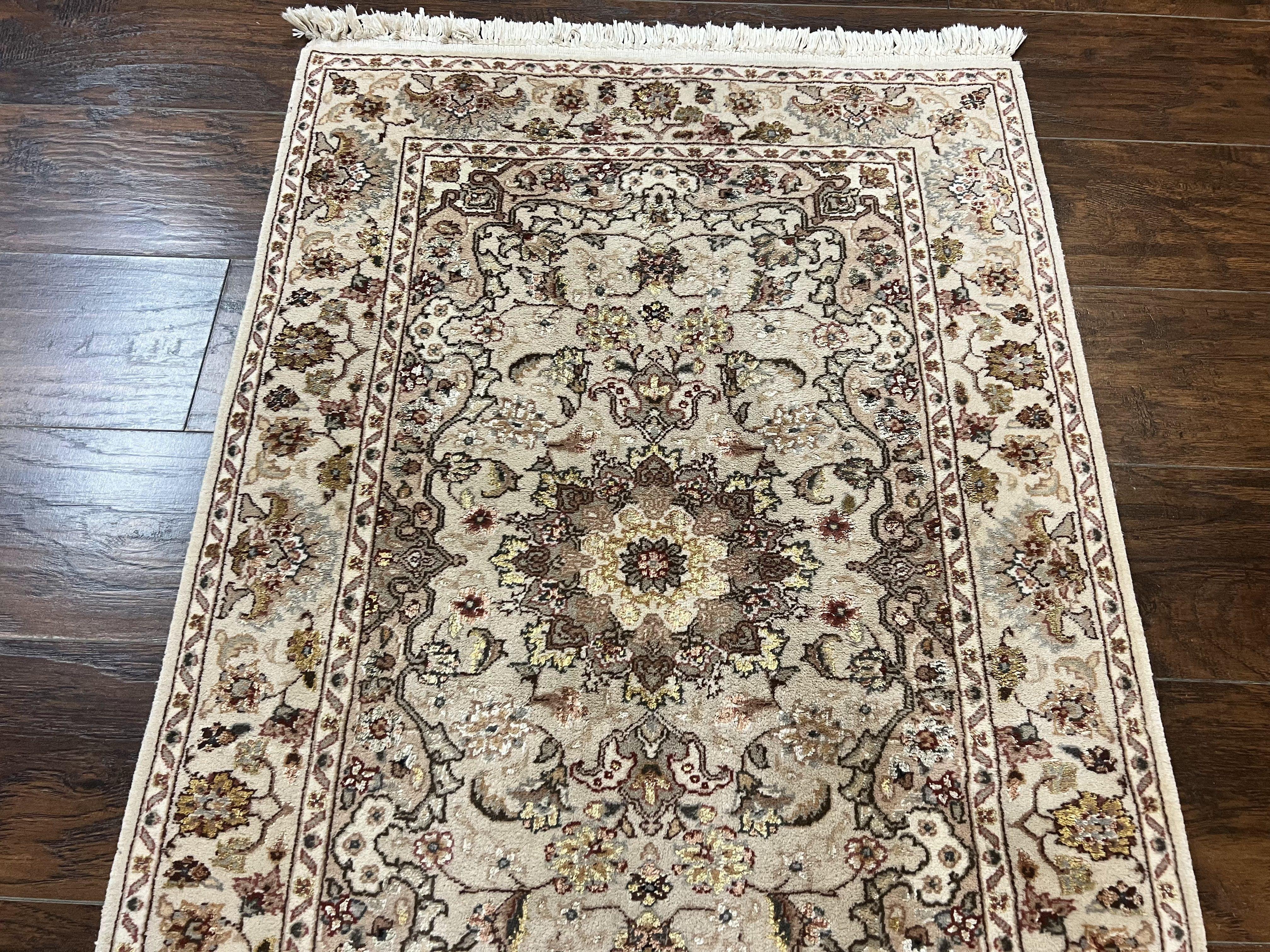 Sino Persian Rug 2.5 x 4, Hand Knotted Oriental Carpet, Small Persian Rug, Floral Medallion, Wool, Vintage - Jewel Rugs