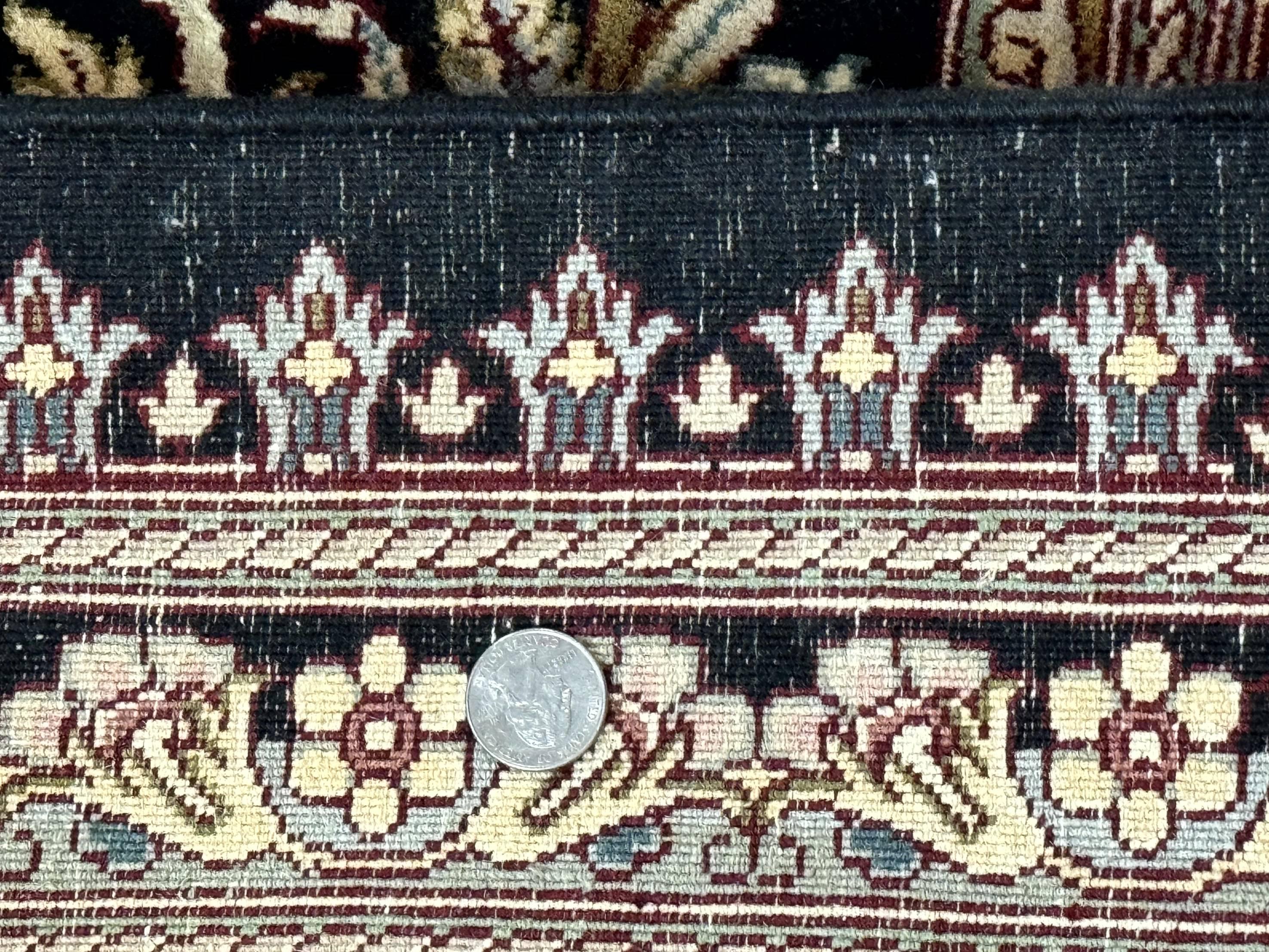 Pak Persian Rug 9x12, Highly Detailed Fine 260 KPSI, Floral, Handmade Traditional Carpet, Black - Jewel Rugs