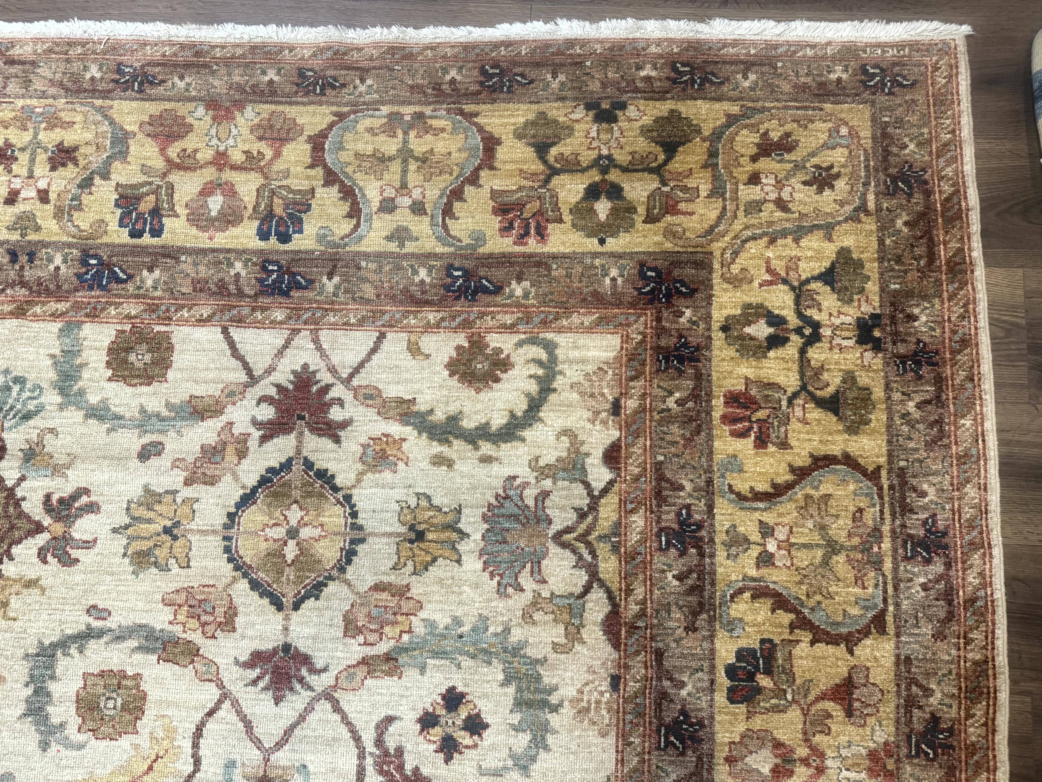 Egyptian Rug 9x12, Mahal Sultanabad Carpet, Handmade Wool Rug, Oatmeal Color - Jewel Rugs