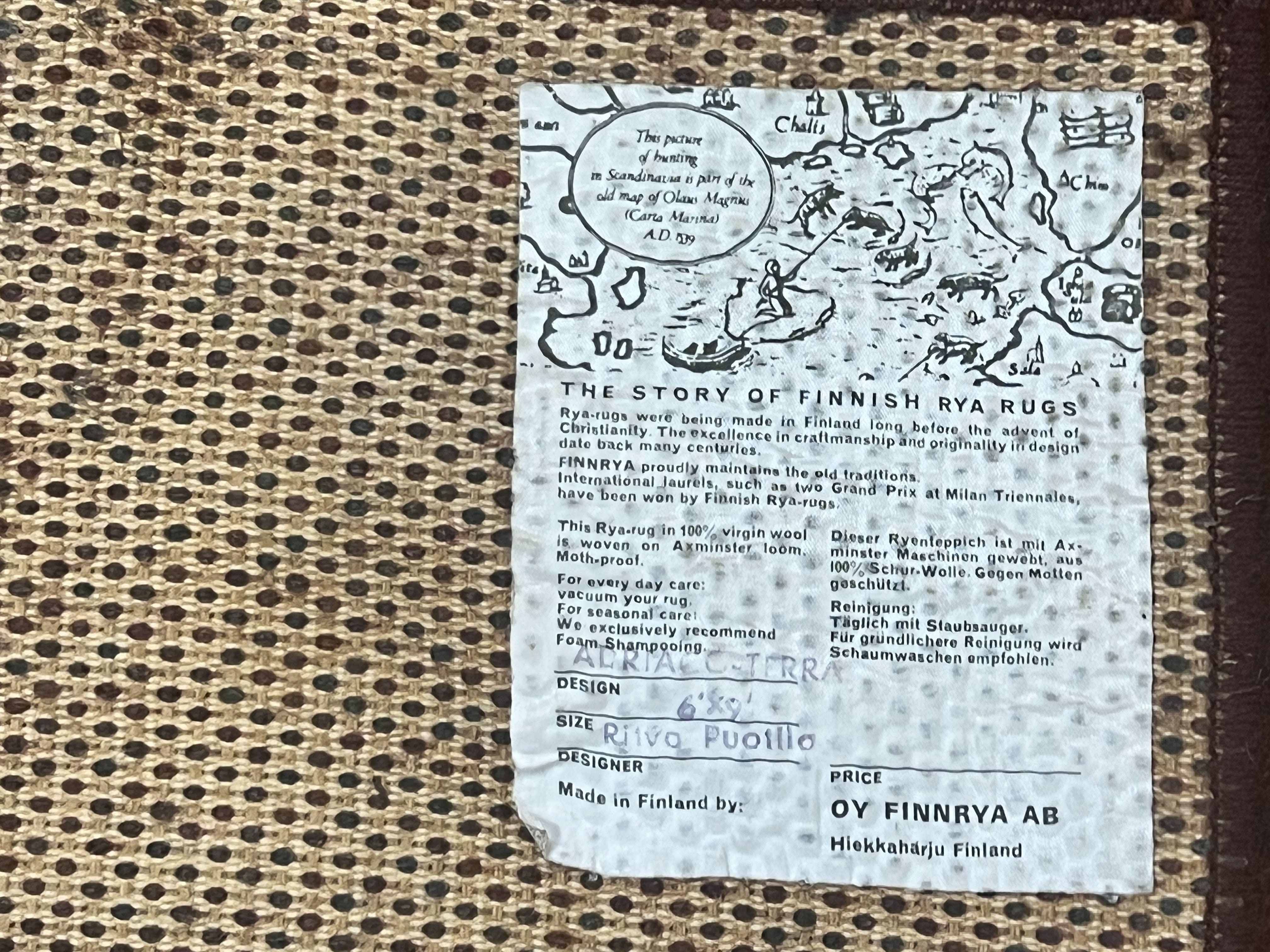 Rya Shag Rug 6x9, Finnish Rya Carpet, Mid Century Vintage Rug, Modern Abstract Design, Orange Brown, Wool Pile - Jewel Rugs