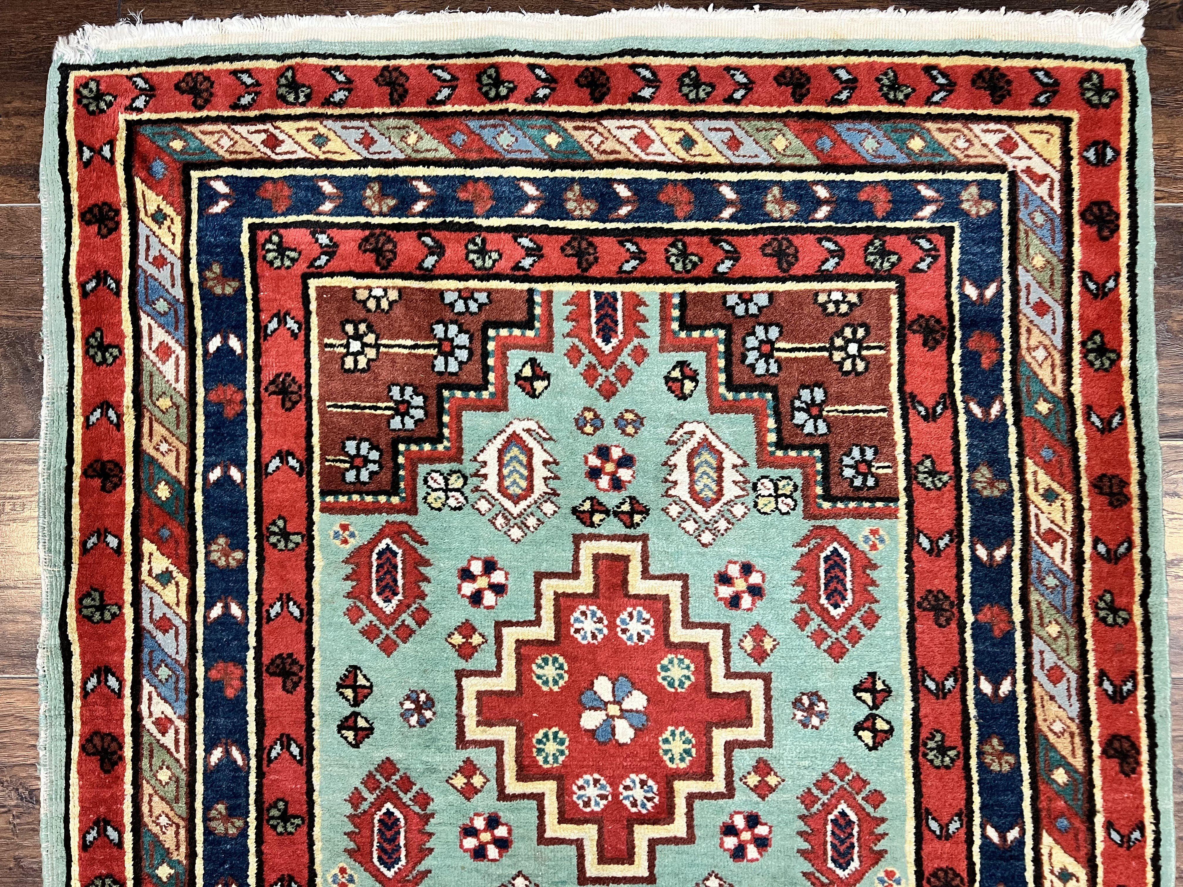 Colorful Turkish Rug 3x6, Geometric Heriz Oriental Carpet, Wool Hand Knotted Vintage Carpet, Oriental Rug 3 x 6 - Jewel Rugs