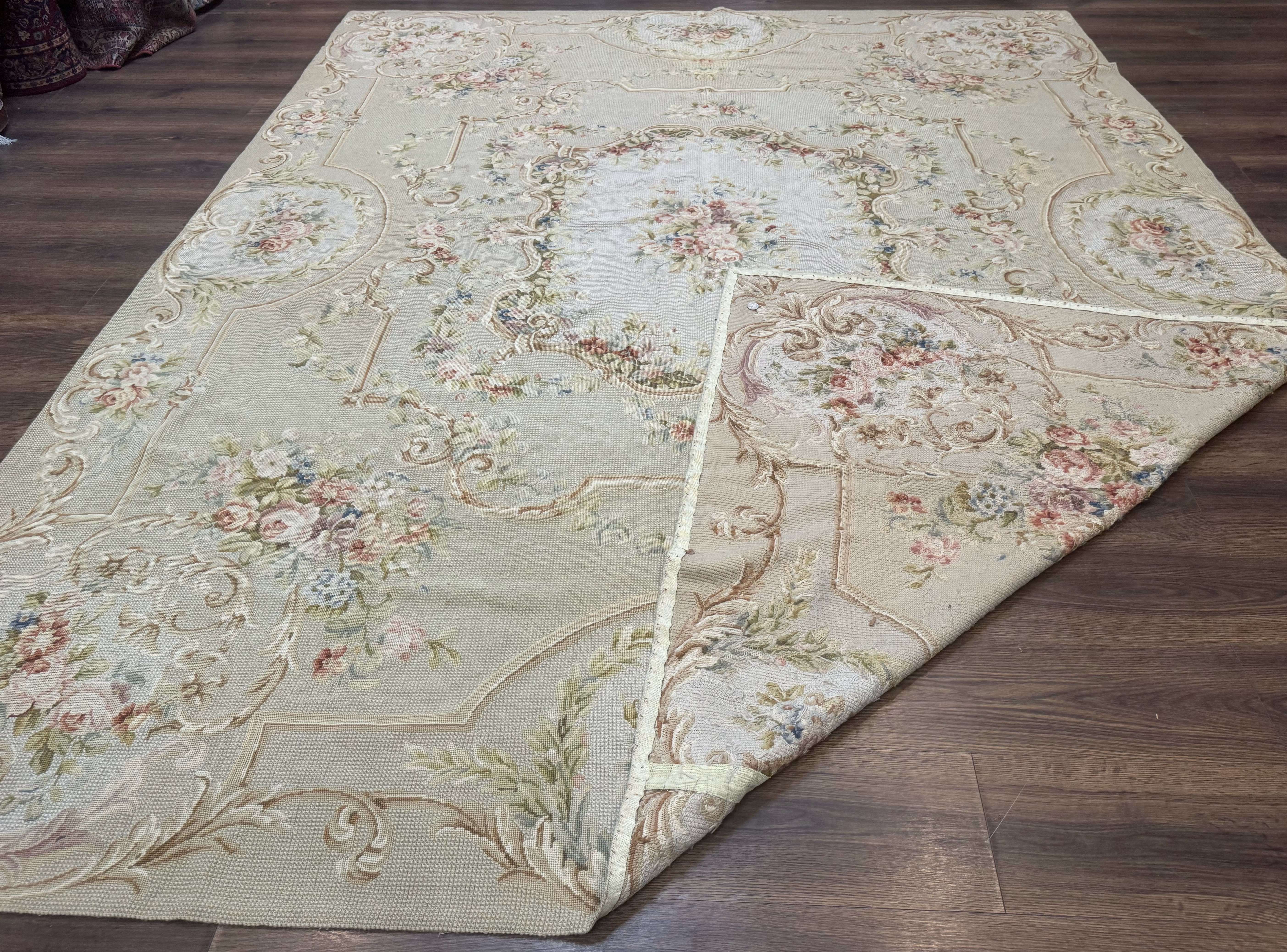 Needlepoint Rug 8x10, Aubusson Carpet, European Design - Jewel Rugs