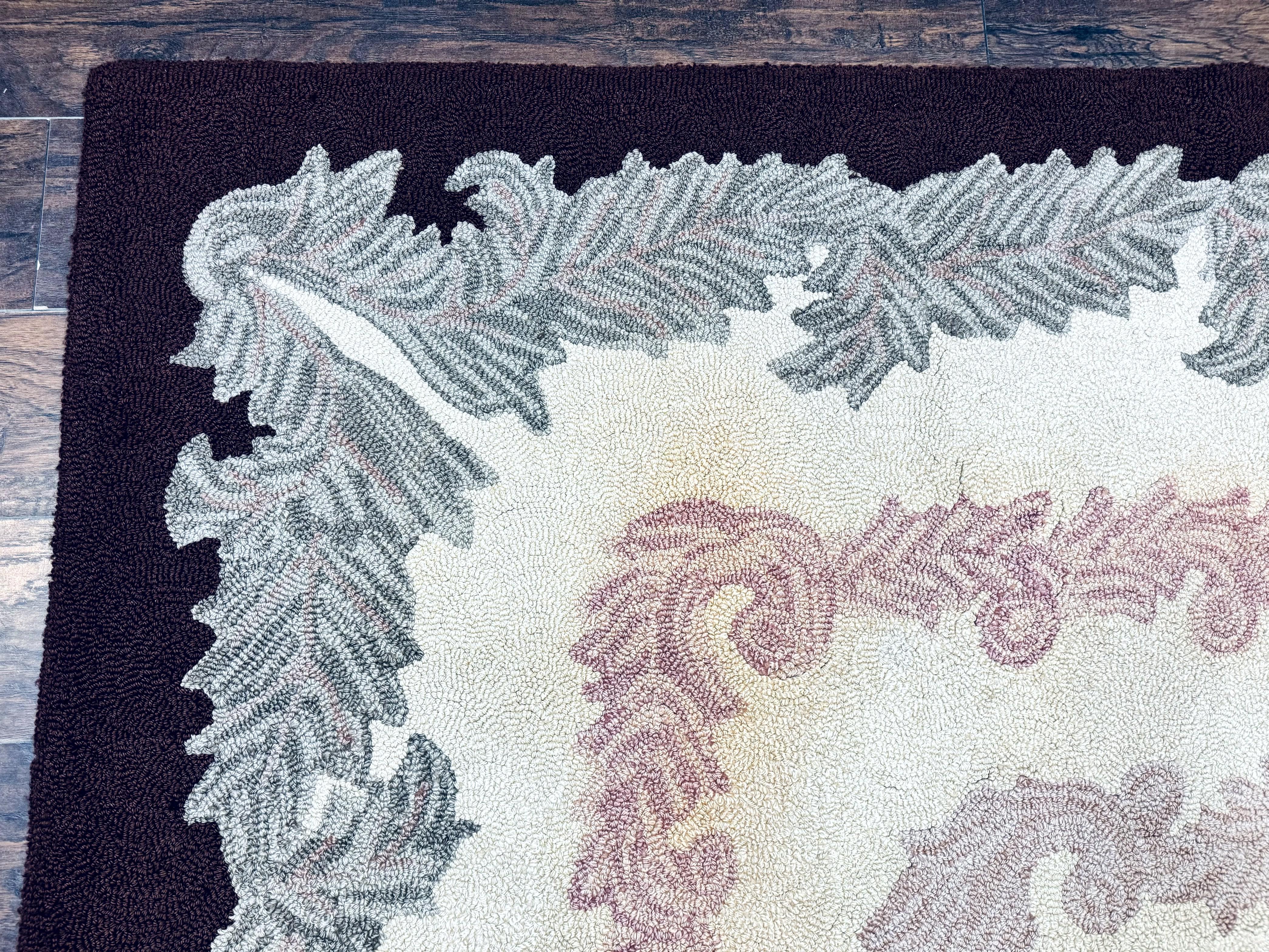 American Hand Hooked Rug 9x12, Vintage Aubusson Carpet, Wool - Jewel Rugs