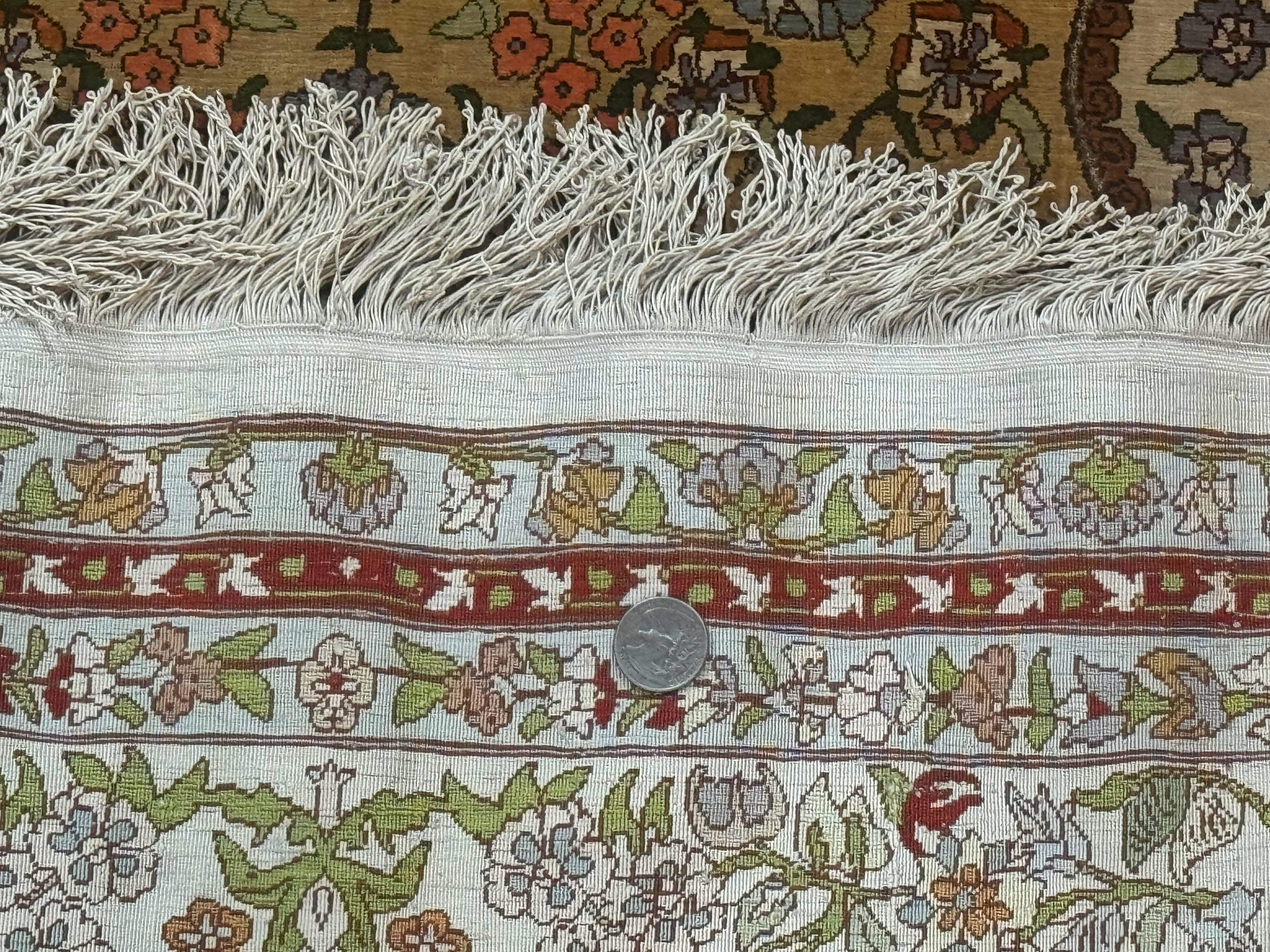 Silk Turkish Hereke Rug 3x5 – Gold, Silk with Metal Threads, Exceptionally Fine 700 KPSI - Jewel Rugs