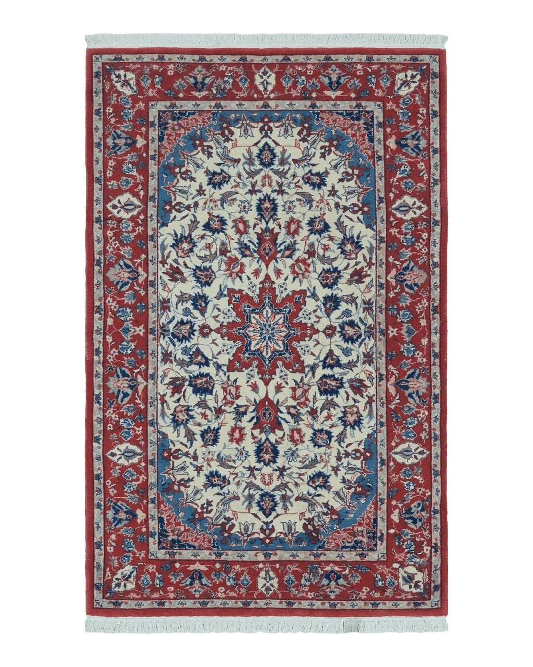 Persian Isfahan Rug 3x5 Azerbaijan 3' x 5' in Ivory//Cream, Red, Blue - 2605J047