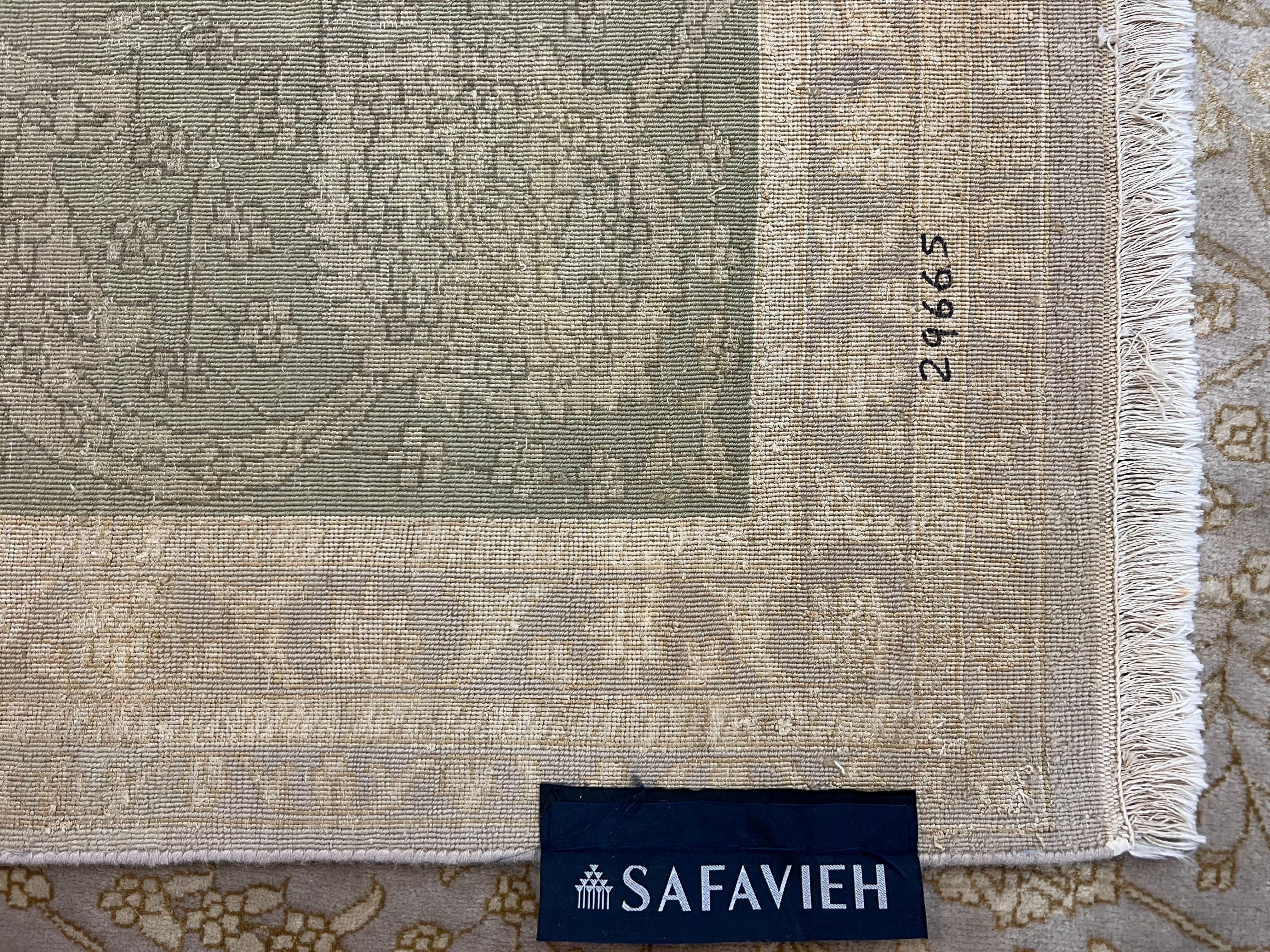 Modern Safavieh Tibetan Rug 10x14, Wool & Silk Accents, Fine Contemporary Floral Carpet, Handmade Hand Knotted Nepali Rug, Gray Gold Green - Jewel Rugs