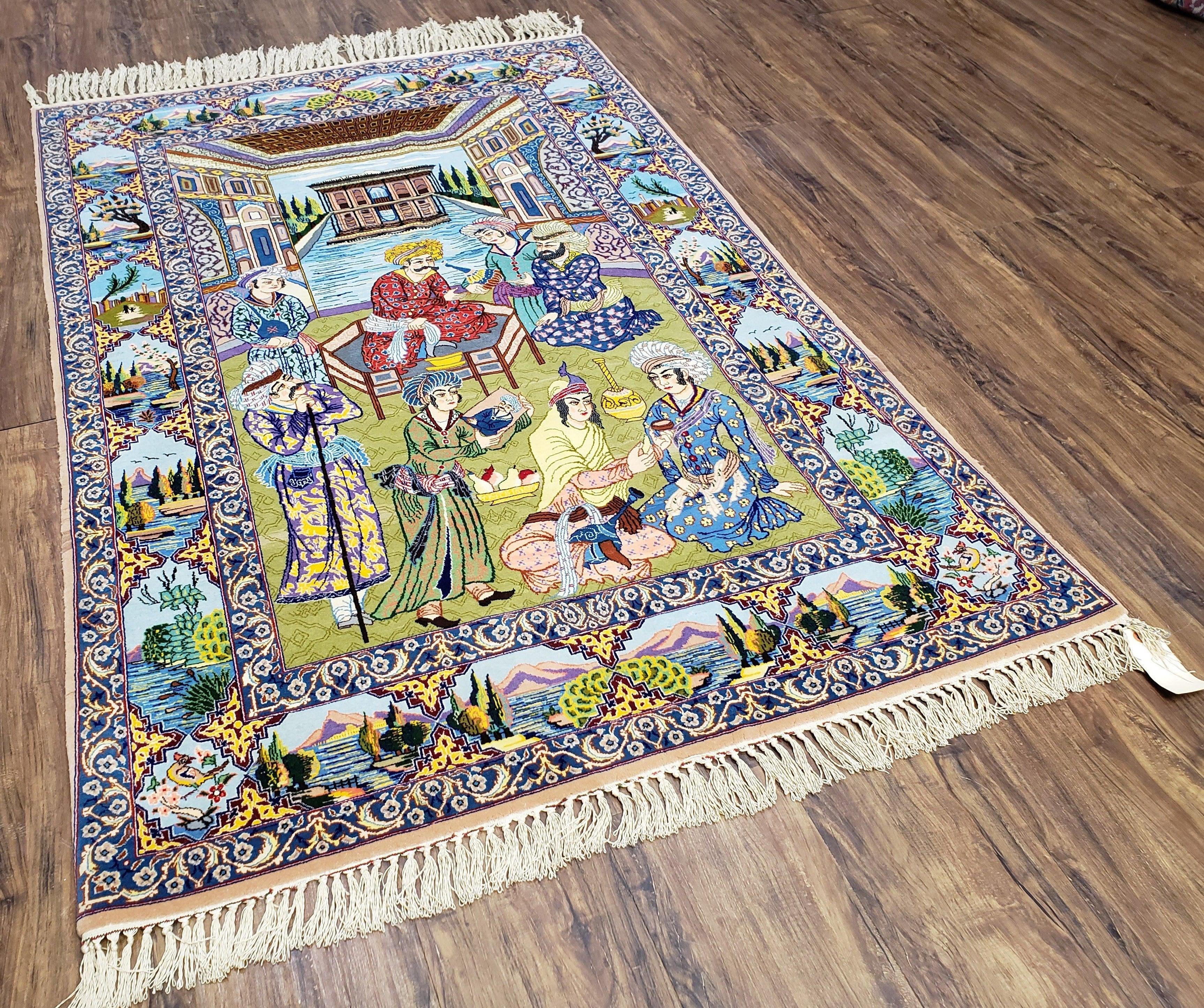 Persian Isfahan Pictorial Rug 3x5 – Kork Wool on Silk - Jewel Rugs