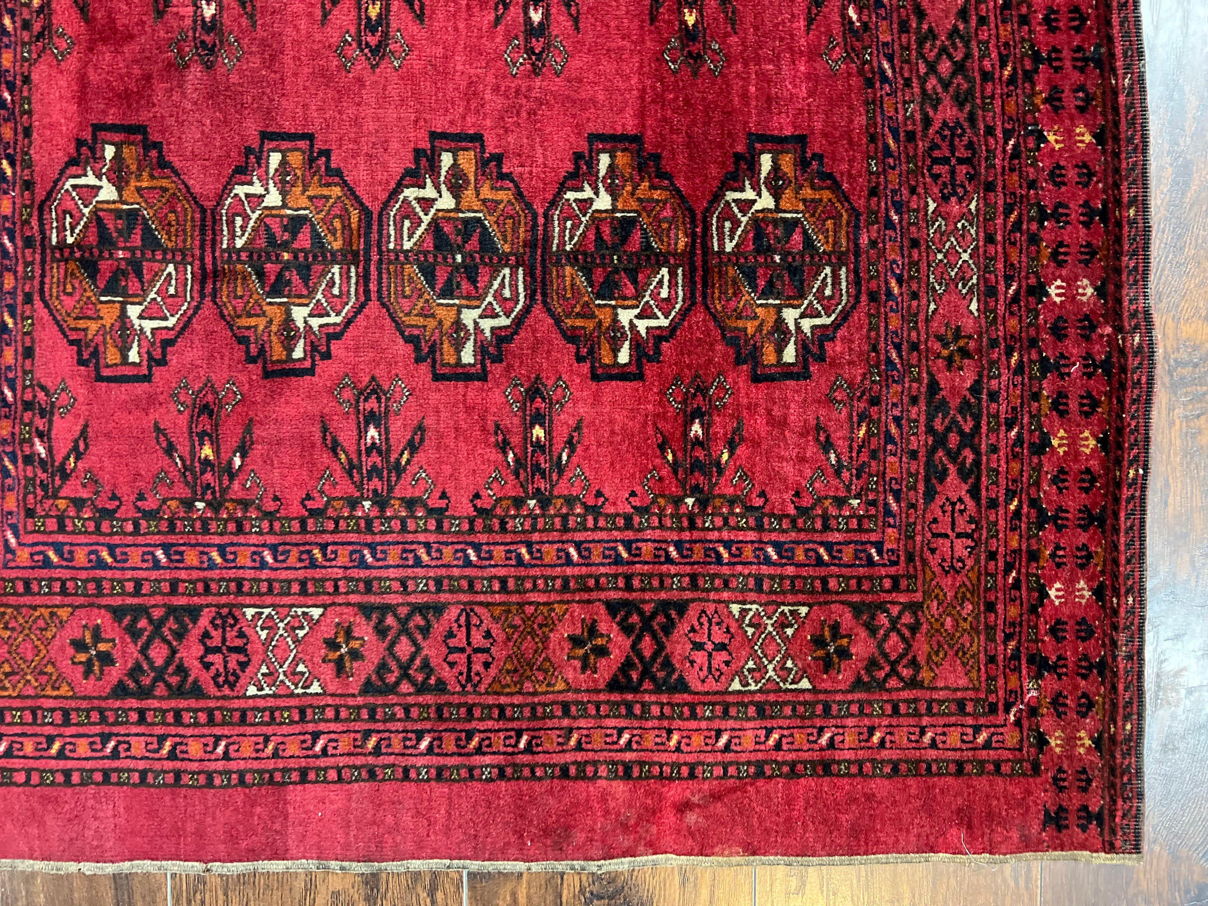 Antique Persian Turkoman Salor Rug 3x5, Tribal Wool Carpet, Collectible, Red Black, 1920s Oriental Rug, Hand-Knotted Handmade Fine 3 x 5 ft - Jewel Rugs