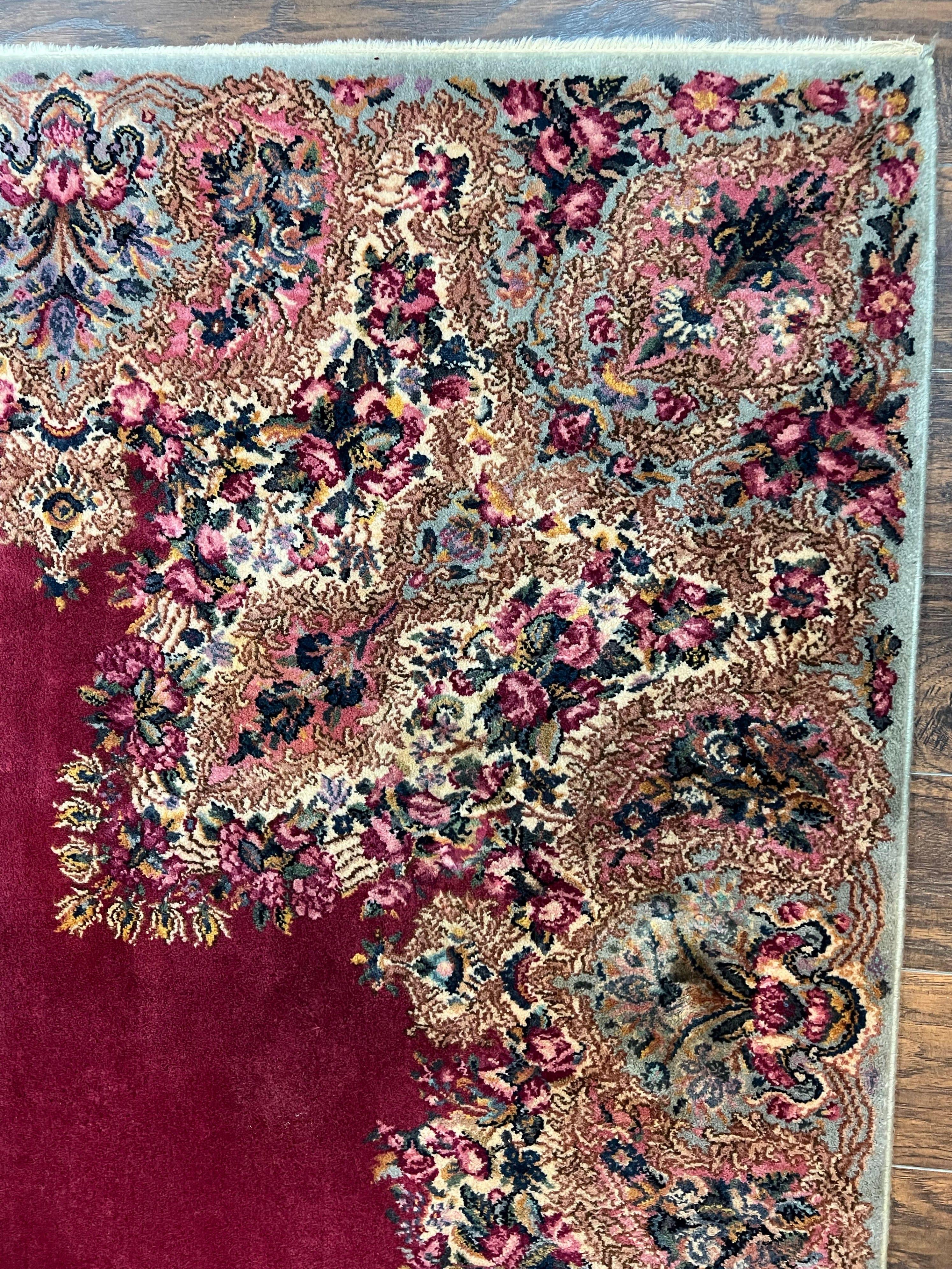 10x14 Karastan Rug Red Kirman #762, Vintage Karastan Rug, Original 700 Series, 100% Wool Pile Discontinued Karastan Rug, Large Wool Area Rug - Jewel Rugs