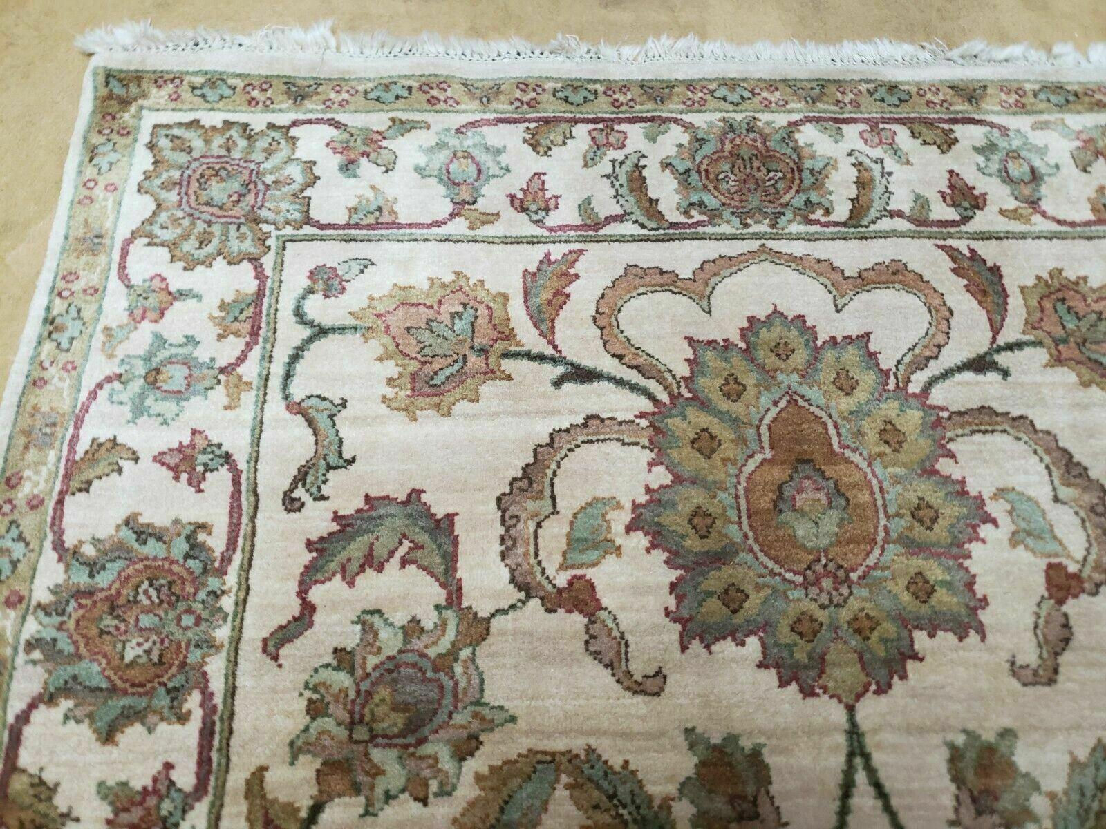 4x12 Vintage Oriental Runner Rug Hand Knotted Indian Agra Wool Tea Washed Beige - Jewel Rugs