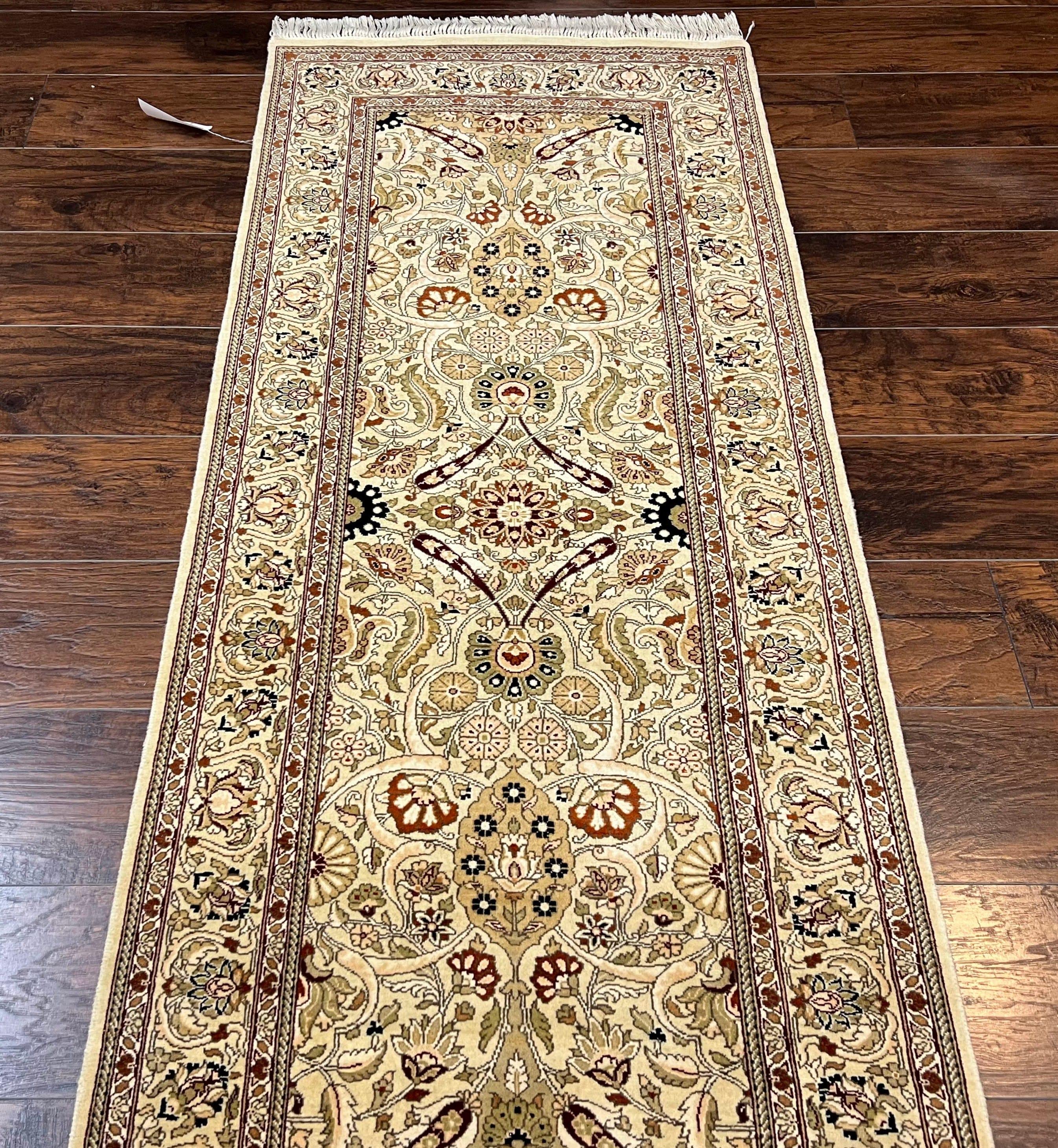 Pak Persian Runner Rug 2.8 x 16, Fine Oriental Runner 16ft Long, Hand-Knotted Wool Floral Allover Beige Tan Hallway Runner, Corridor Rug - Jewel Rugs