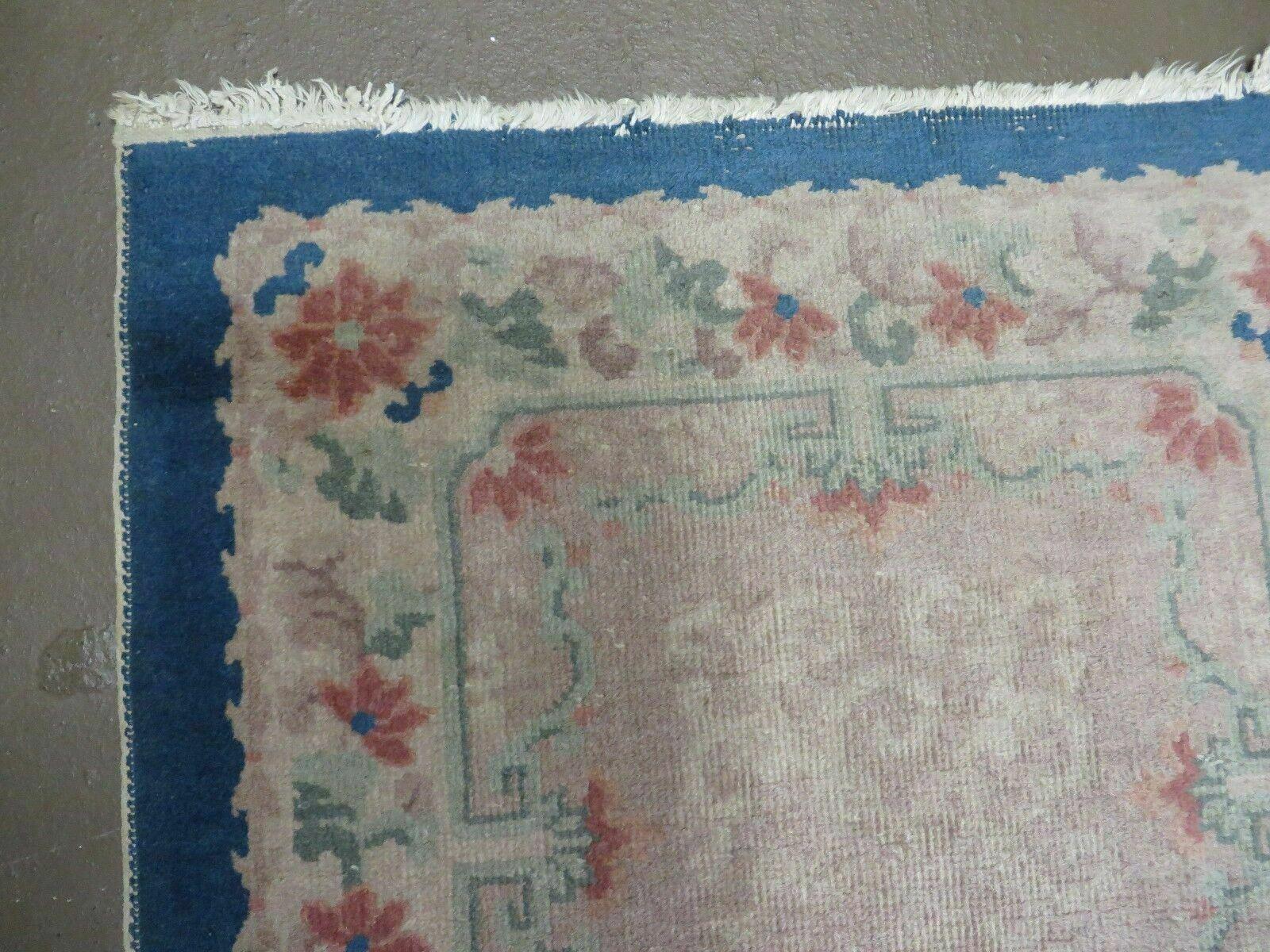 Antique Chinese Rug 2.5 x 4 Gray and Blue Wool Carpet Fette Nichols - Jewel Rugs