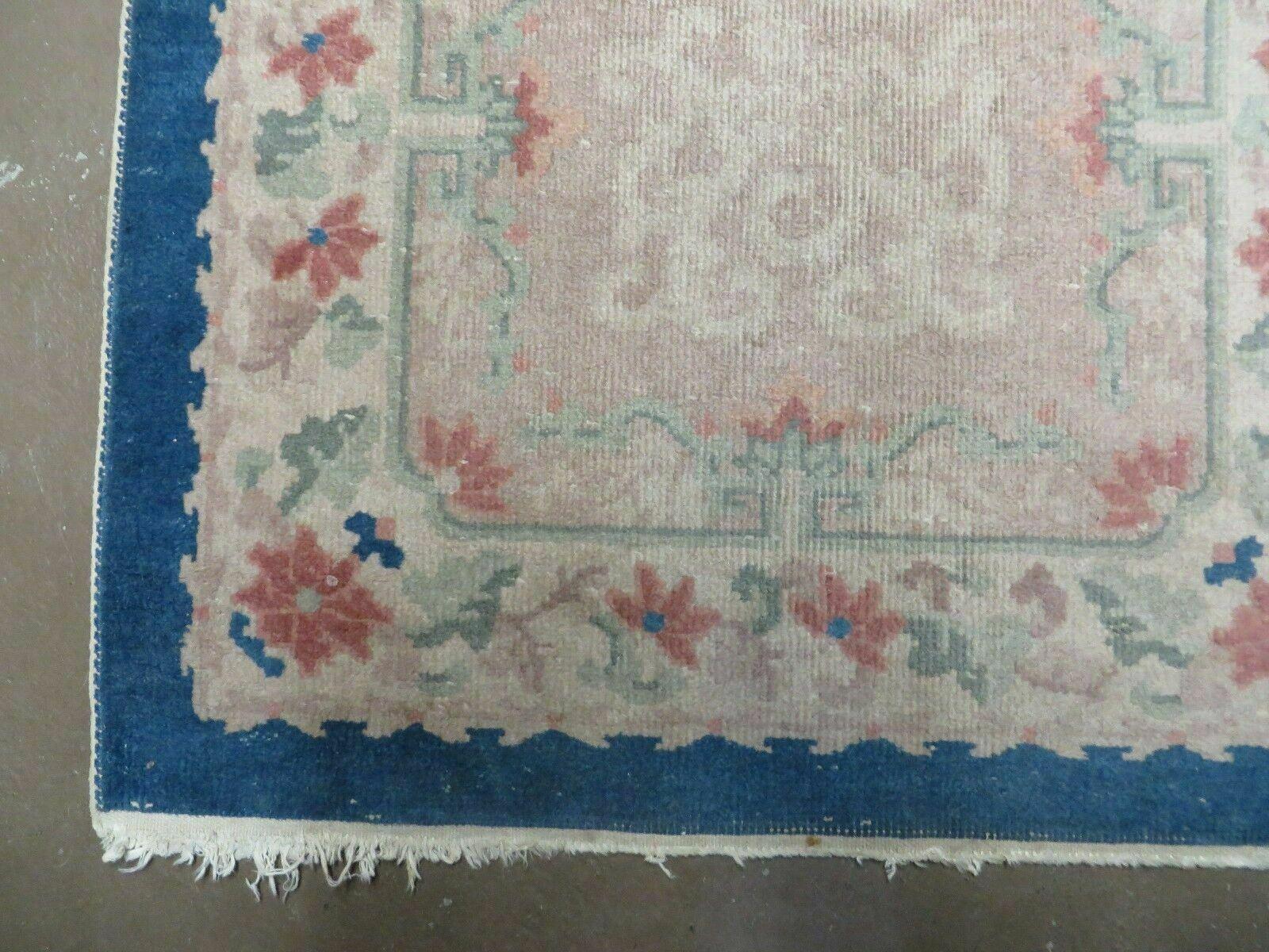 Antique Chinese Rug 2.5 x 4 Gray and Blue Wool Carpet Fette Nichols - Jewel Rugs