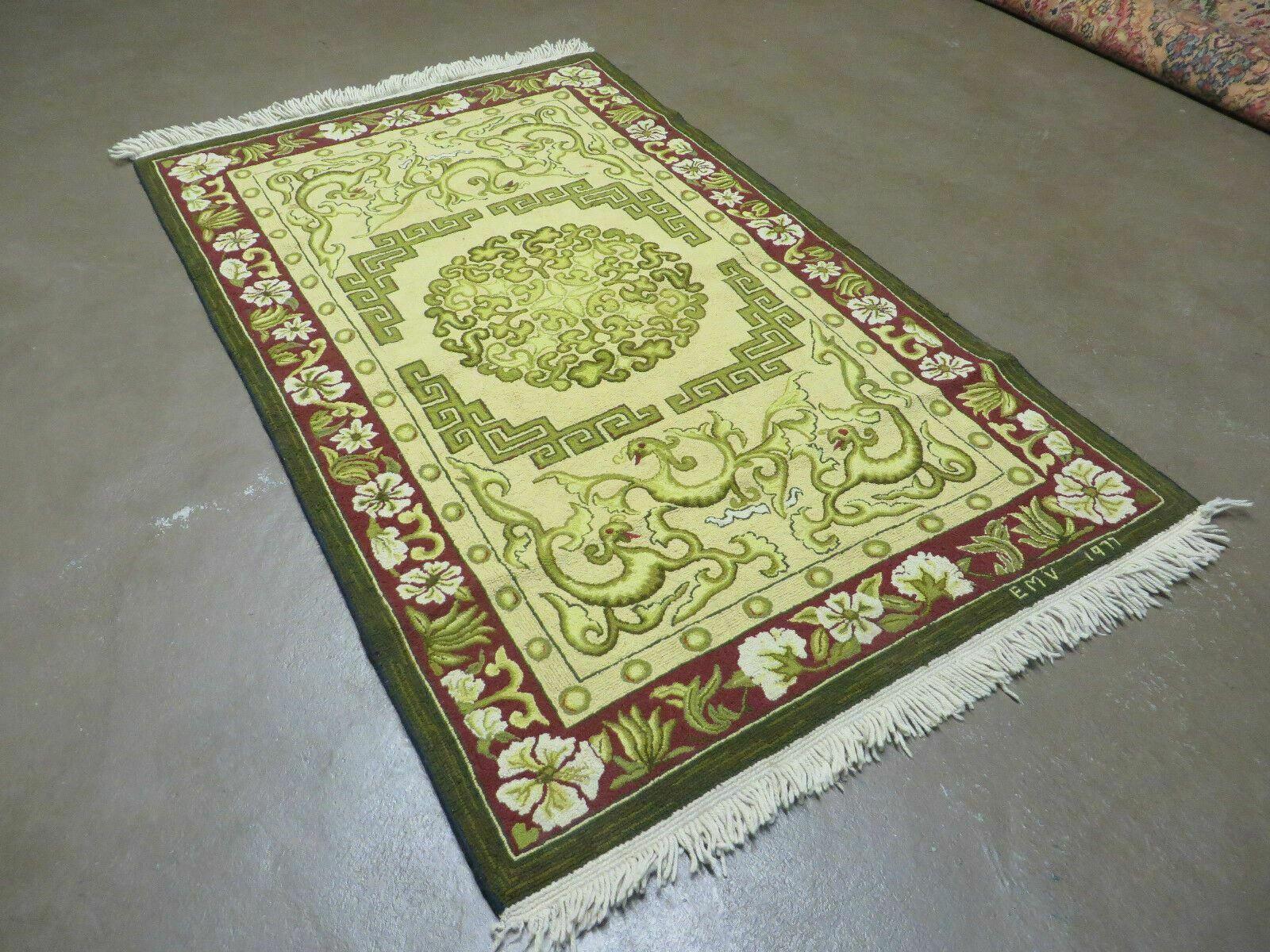 3' X 5' Vintage Handmade American Made Hooked Rug EMV 1977 Nice - Jewel Rugs