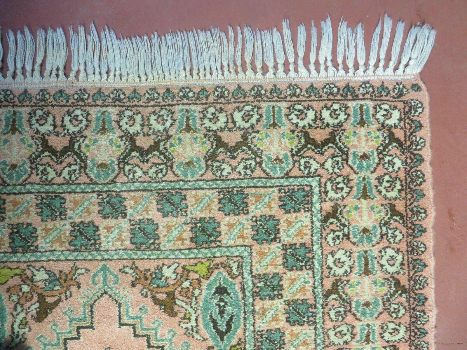 Vintage Moroccan Rug 5x6, Berber Carpet, Light Pink and Green, Soft Wool Rug, Geometric Medallion Rug, Bohemian Area Rug, Handmade Oriental - Jewel Rugs