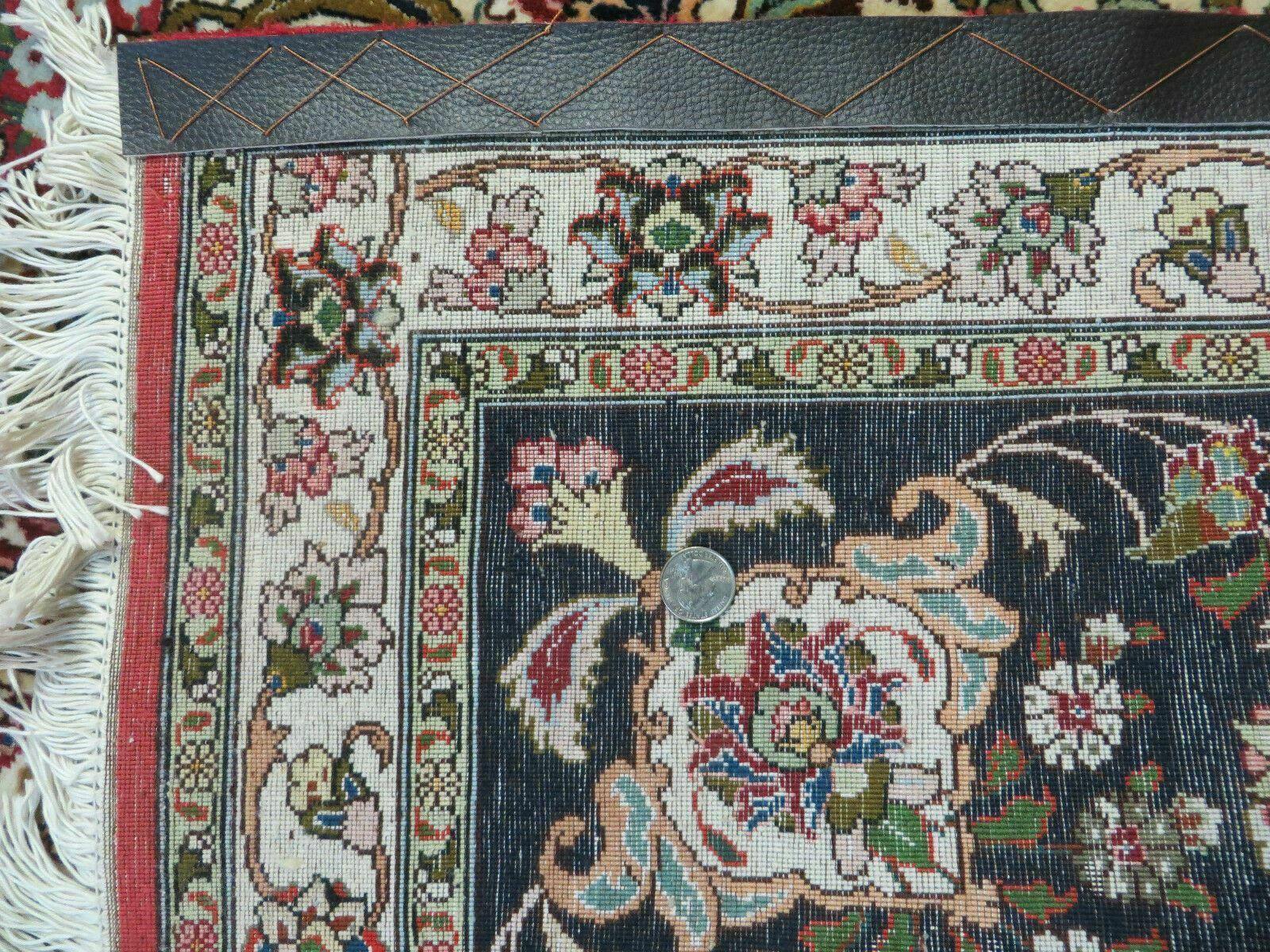 Persian Tabriz Rug 10x14 Oriental Carpet 10 x 14 Wool and Silk Top Quality Fine, Central Medallion Floral Allover, Red, Birds, Hand Knotted Vintage - Jewel Rugs